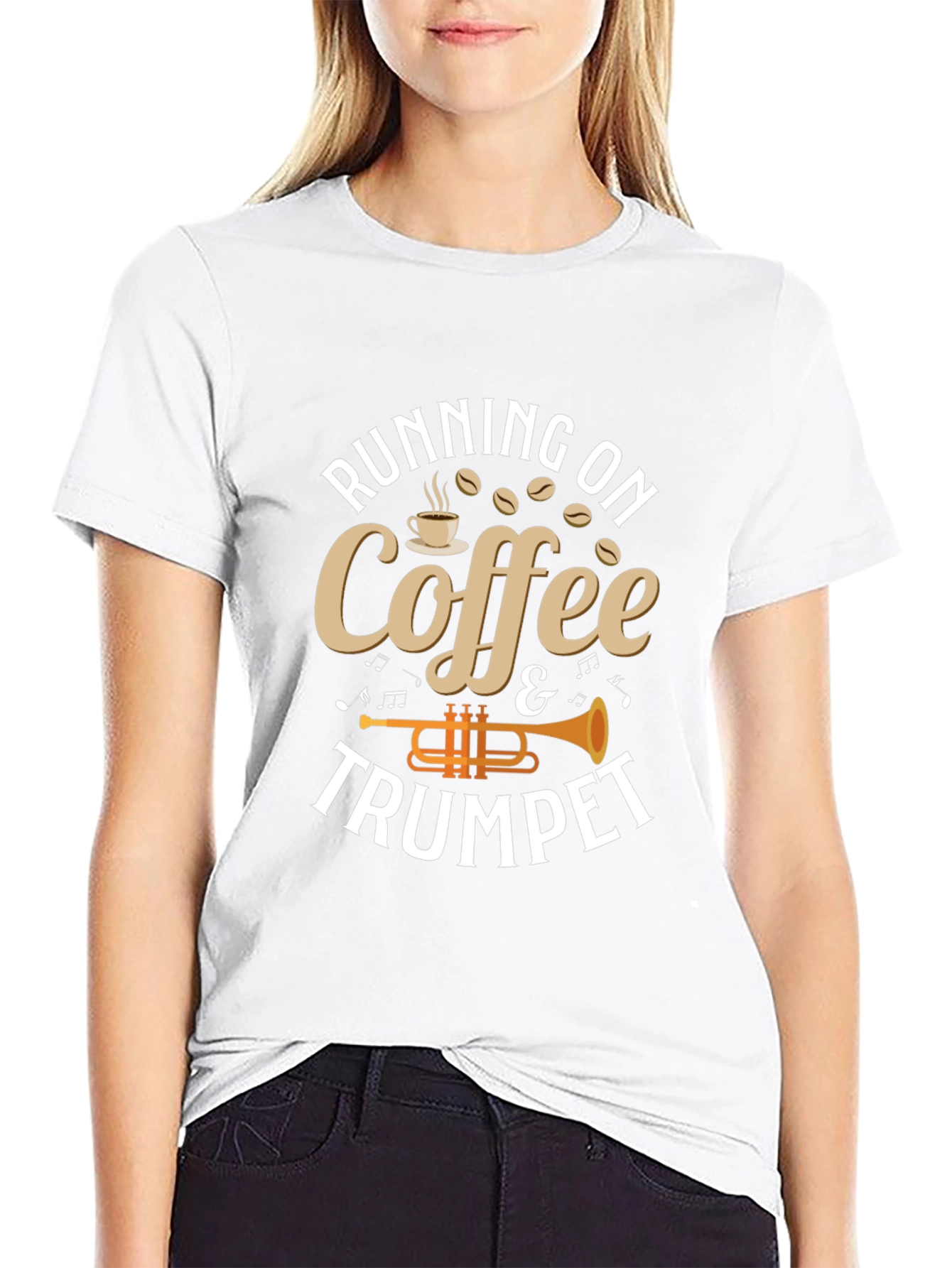 Black Coffee & Trumpet T-Shirt - Musician Gift view 9