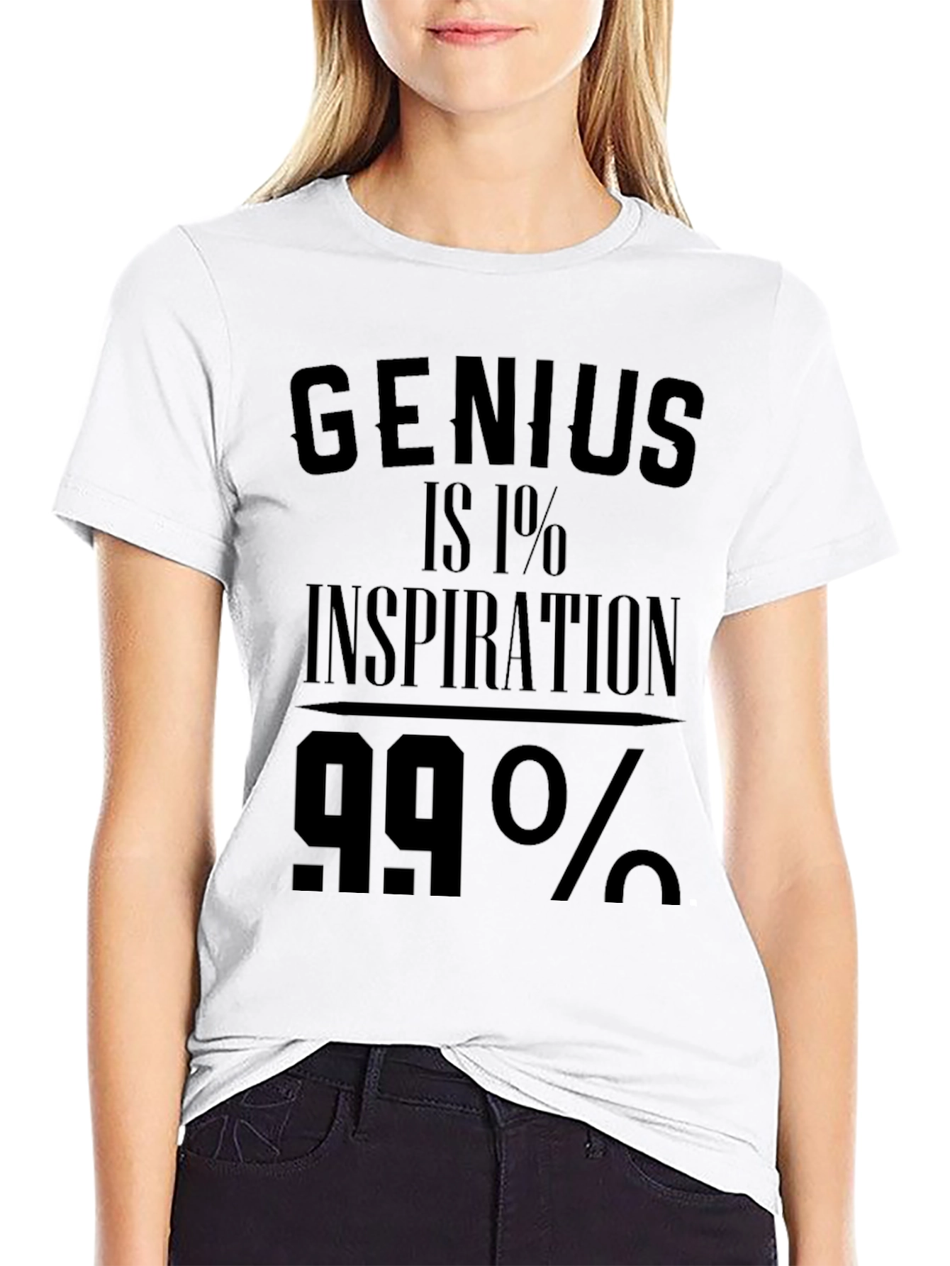 Black Genius Inspiration T-Shirt - Black Crew Neck Tee view 9