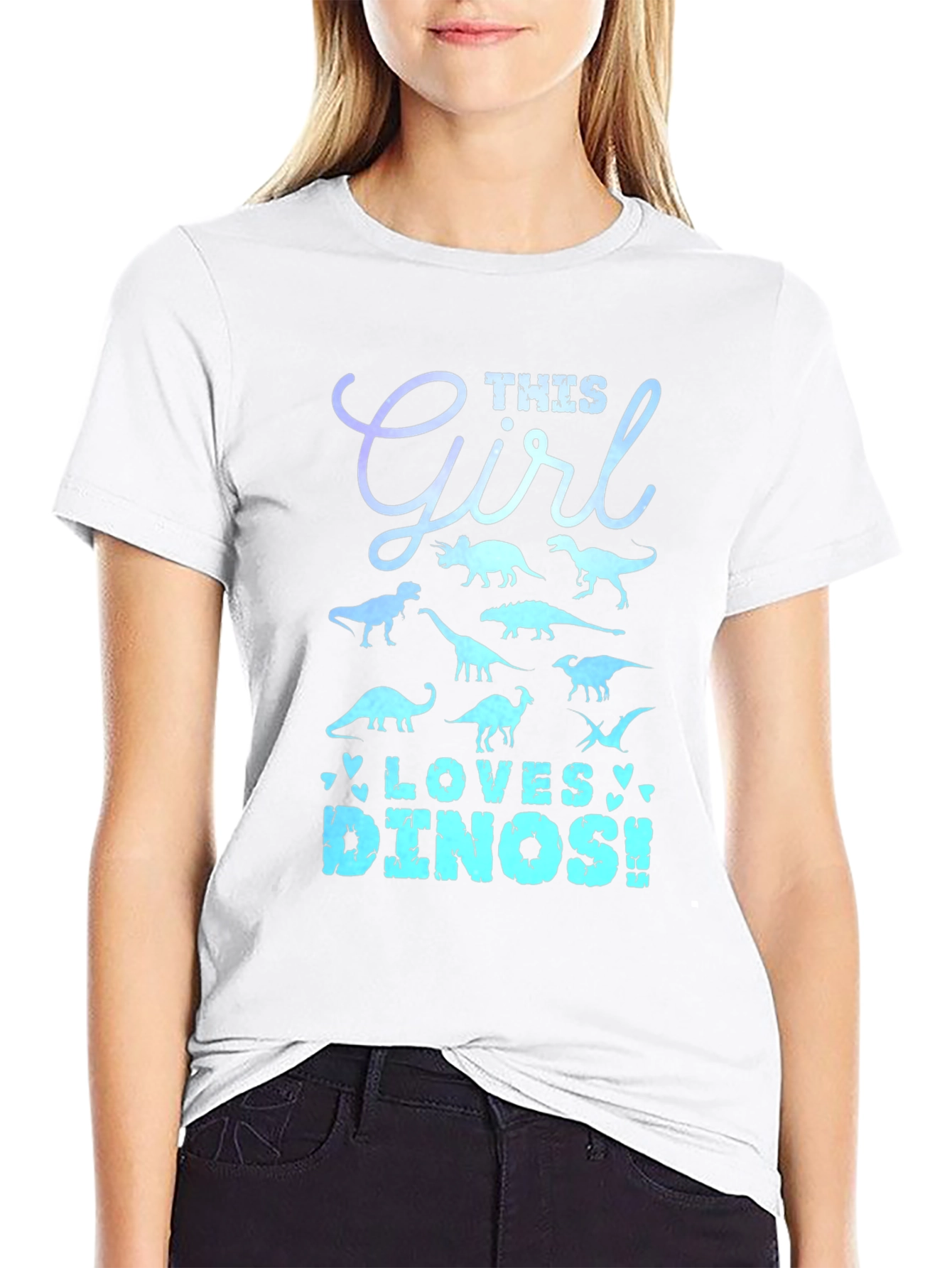 Black This Girl Loves Dinos T-Shirt - Dinosaur Lover Tee view 9