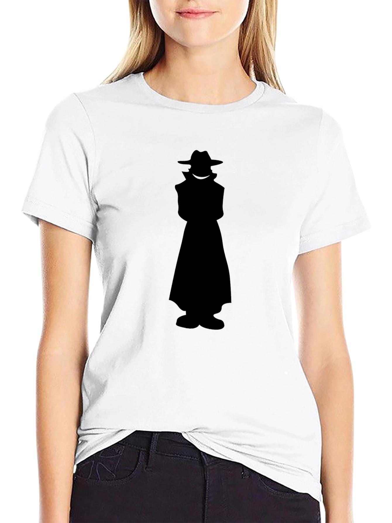 Black Mysterious Man Silhouette Black T-Shirt view 9