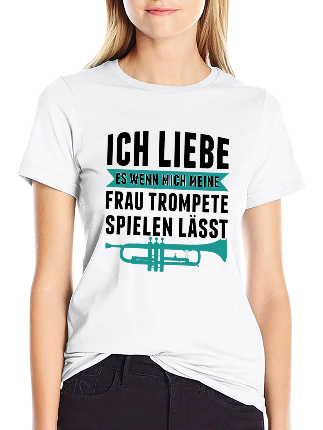 Black Funny Trumpet Player T-Shirt - I Love My Wife! view 9