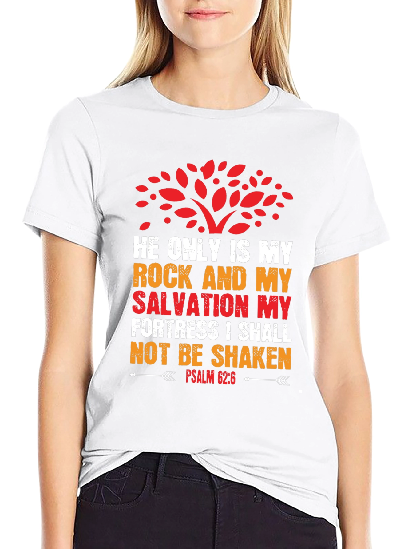 Black Faith-Based T-Shirt: Psalm 62:6 Graphic Tee view 9
