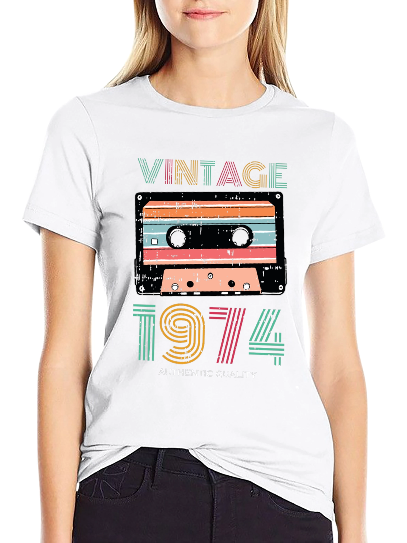 Black Vintage 1974 Cassette Tape Graphic Tee view 9