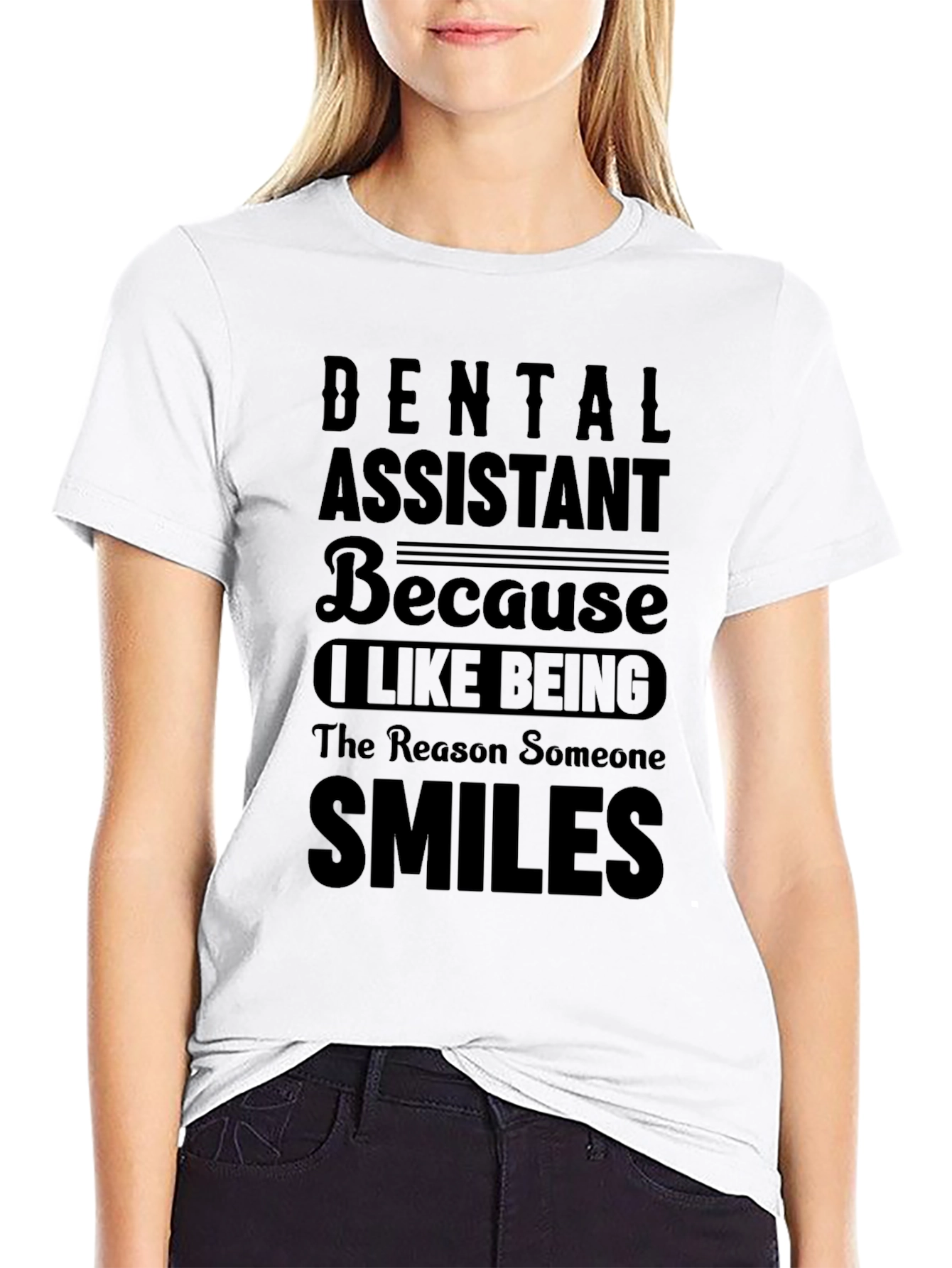 Black Dental Assistant Smiles T-Shirt - Black view 9