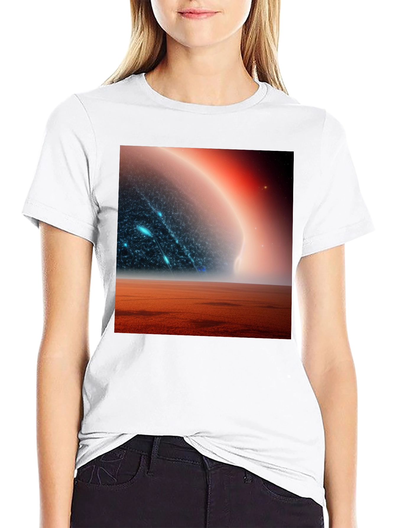 Black Sci-Fi Planetscape Black T-Shirt view 9