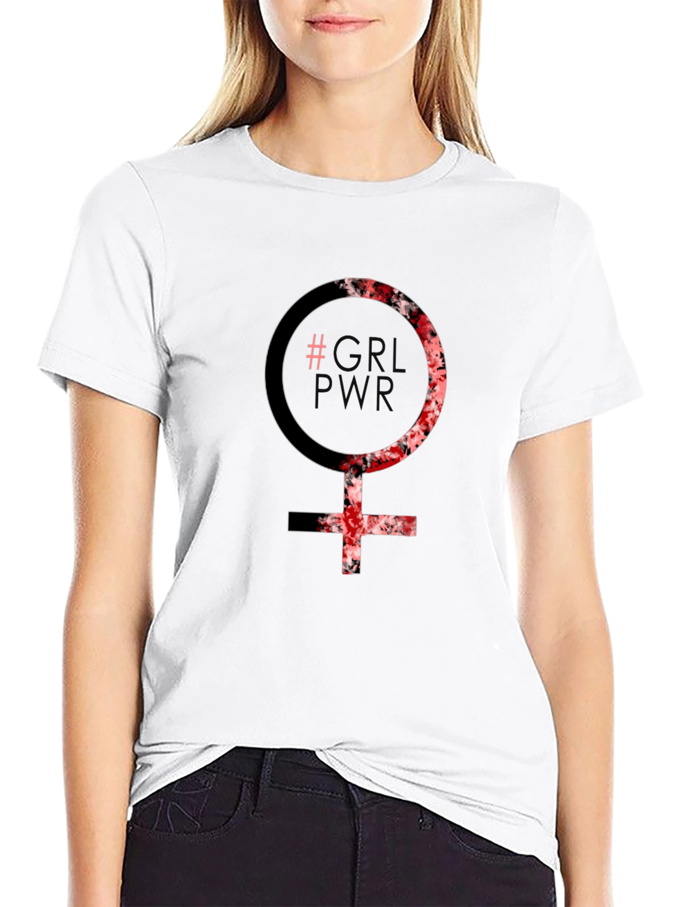 Black GRL PWR Graphic Tee - Black Feminist T-Shirt view 9