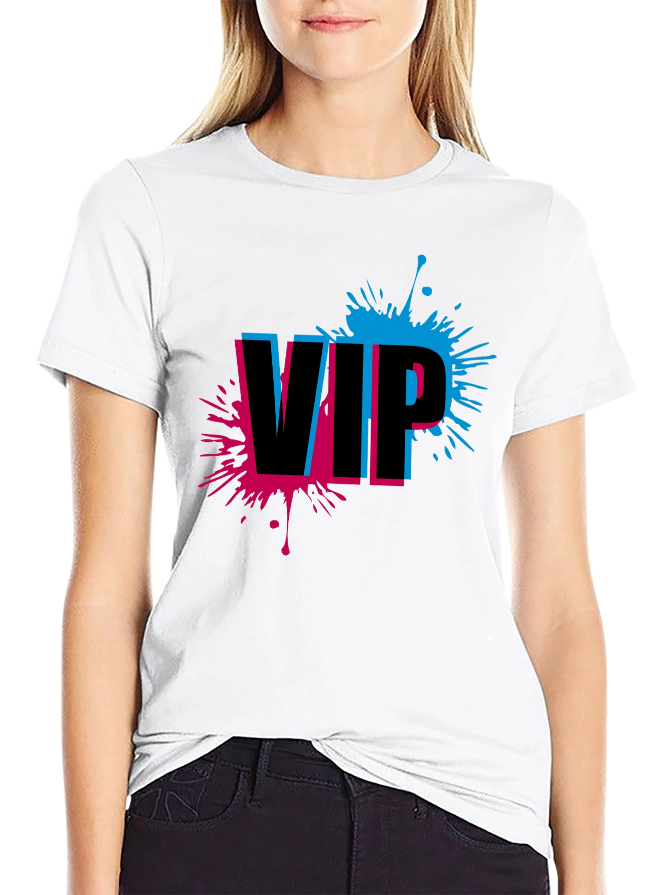 VIP Splatter Graphic Tee - Trendy Black T-Shirt - 9