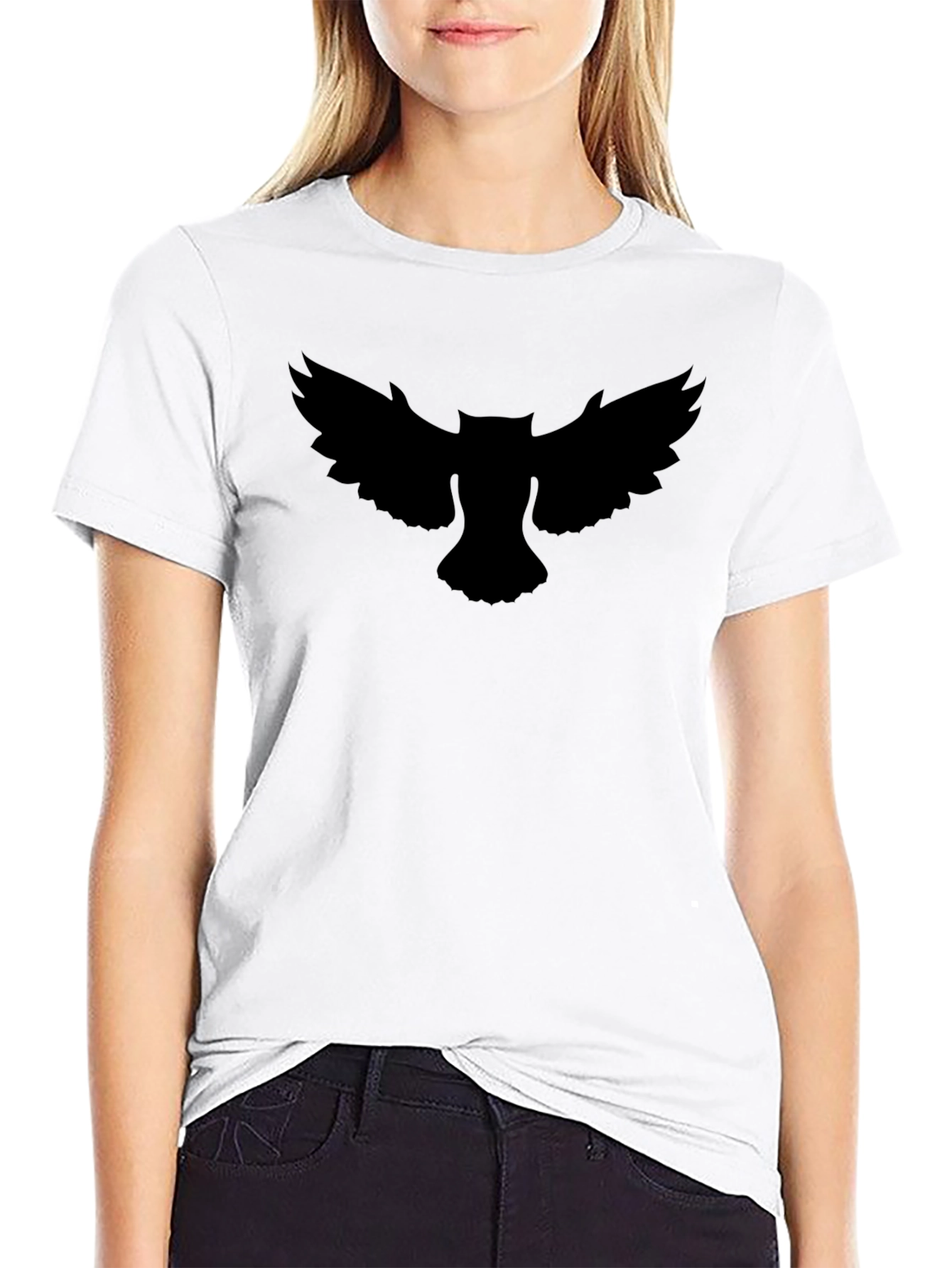 Black Men's Black Owl Silhouette T-Shirt view 9