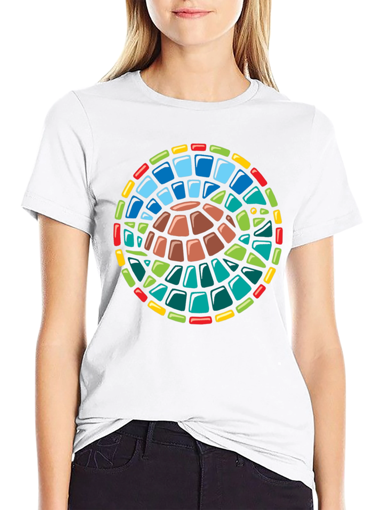 Black Turtle Stained Glass Style Graphic T-Shirt view 9