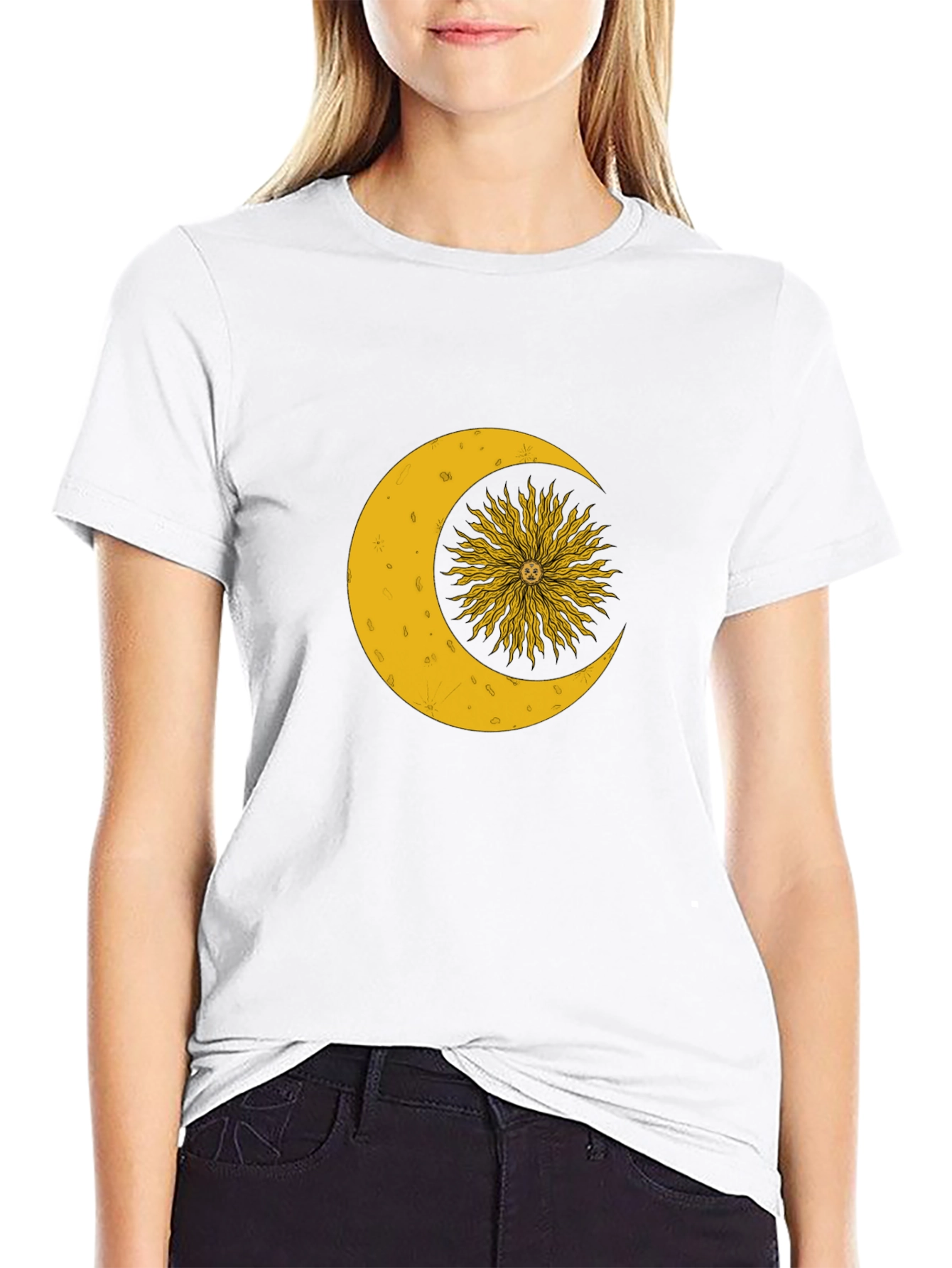 Black Celestial Sun and Moon Graphic T-Shirt view 9