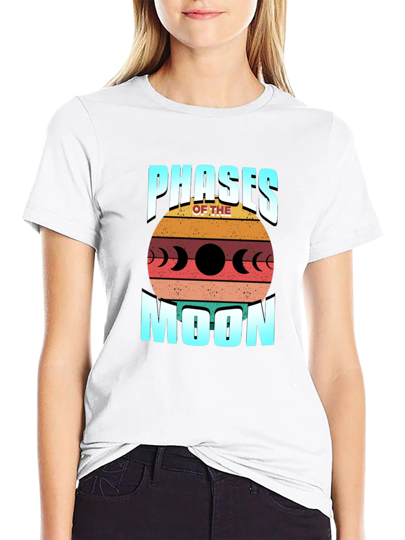 Black Phases of the Moon Graphic Tee - Stylish Celestial Design view 9