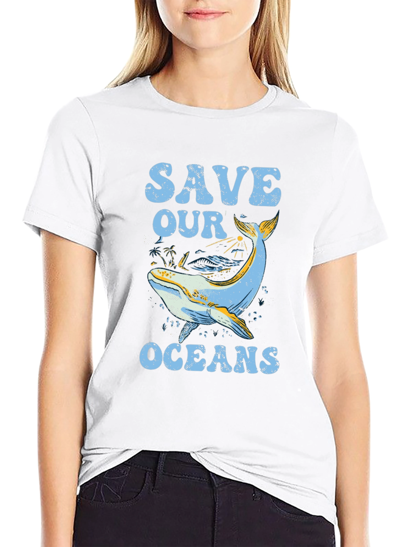 Black Save Our Oceans Graphic Tee - Black Cotton T-Shirt view 9