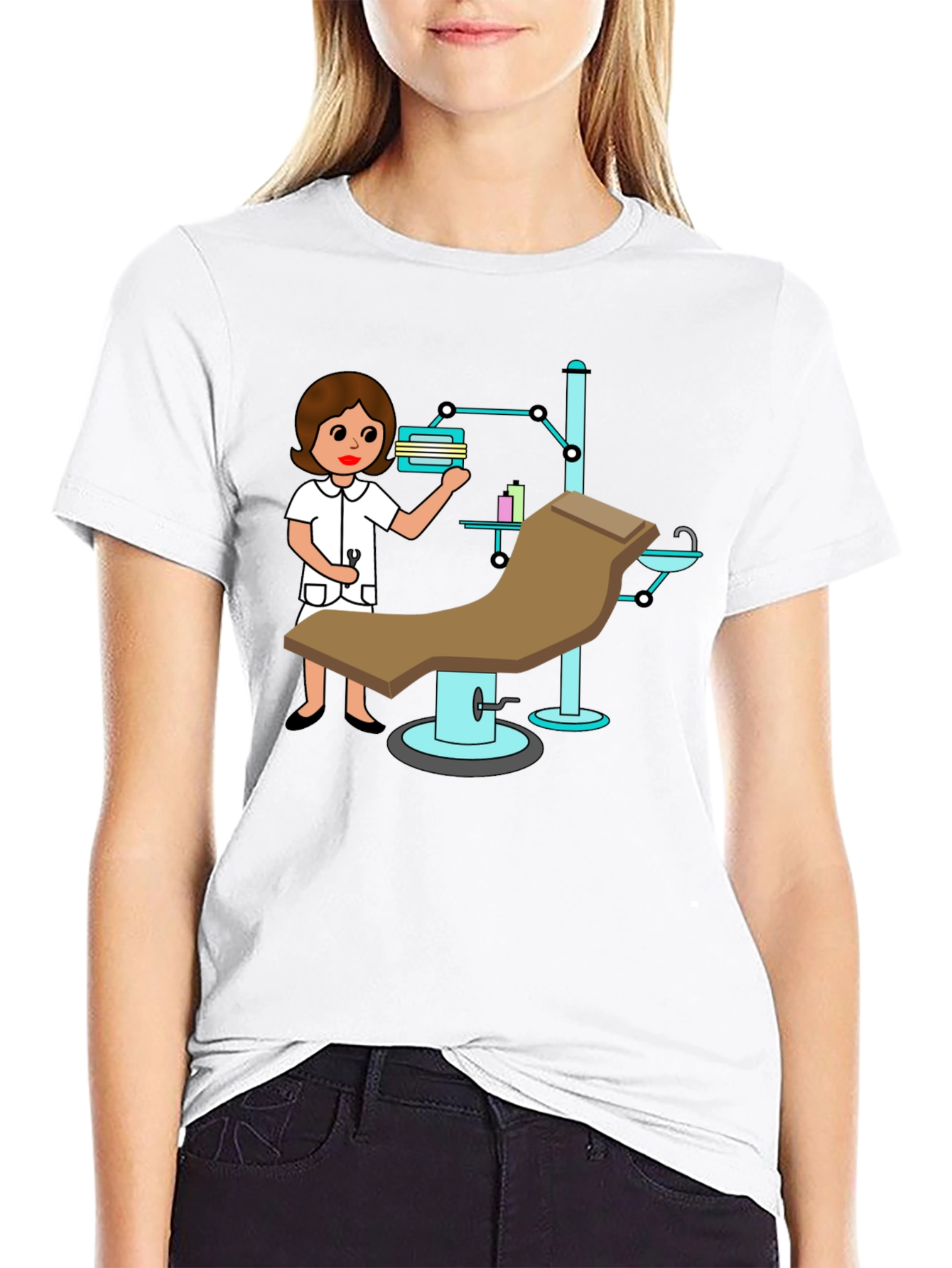 Black Cartoon Dentist Office T-Shirt view 9