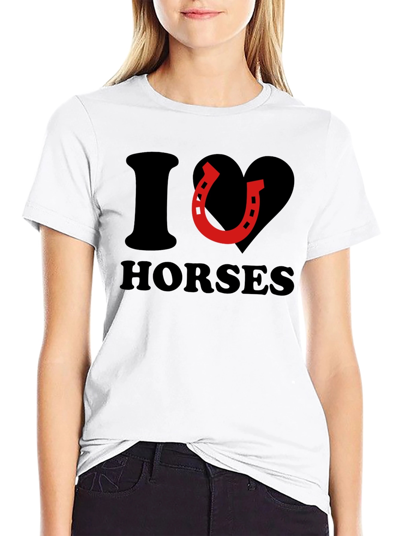 Black I Love Horses T-Shirt view 9