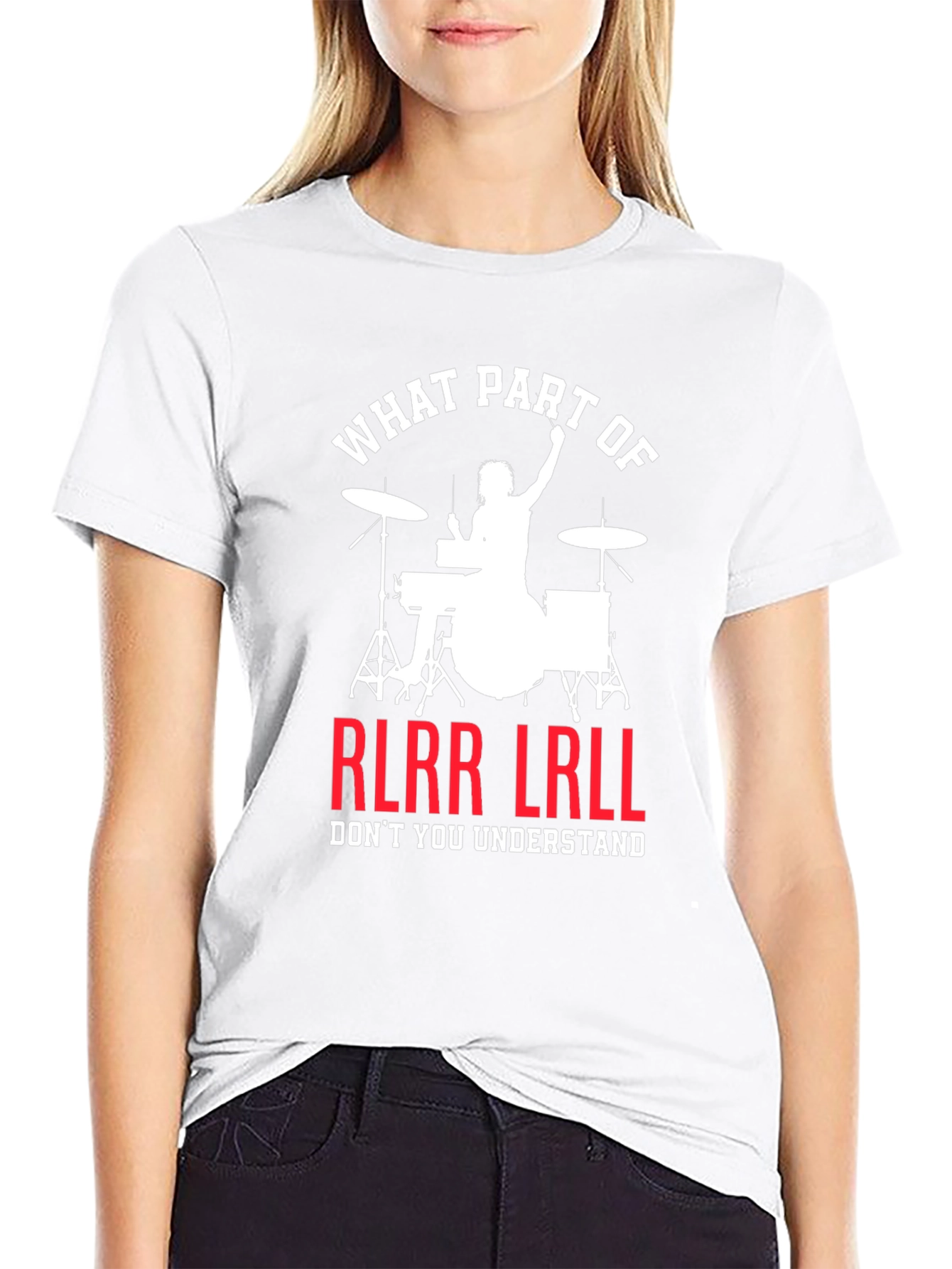 Black Drummer RLRR LRLL T-Shirt Funny Music Tee view 9