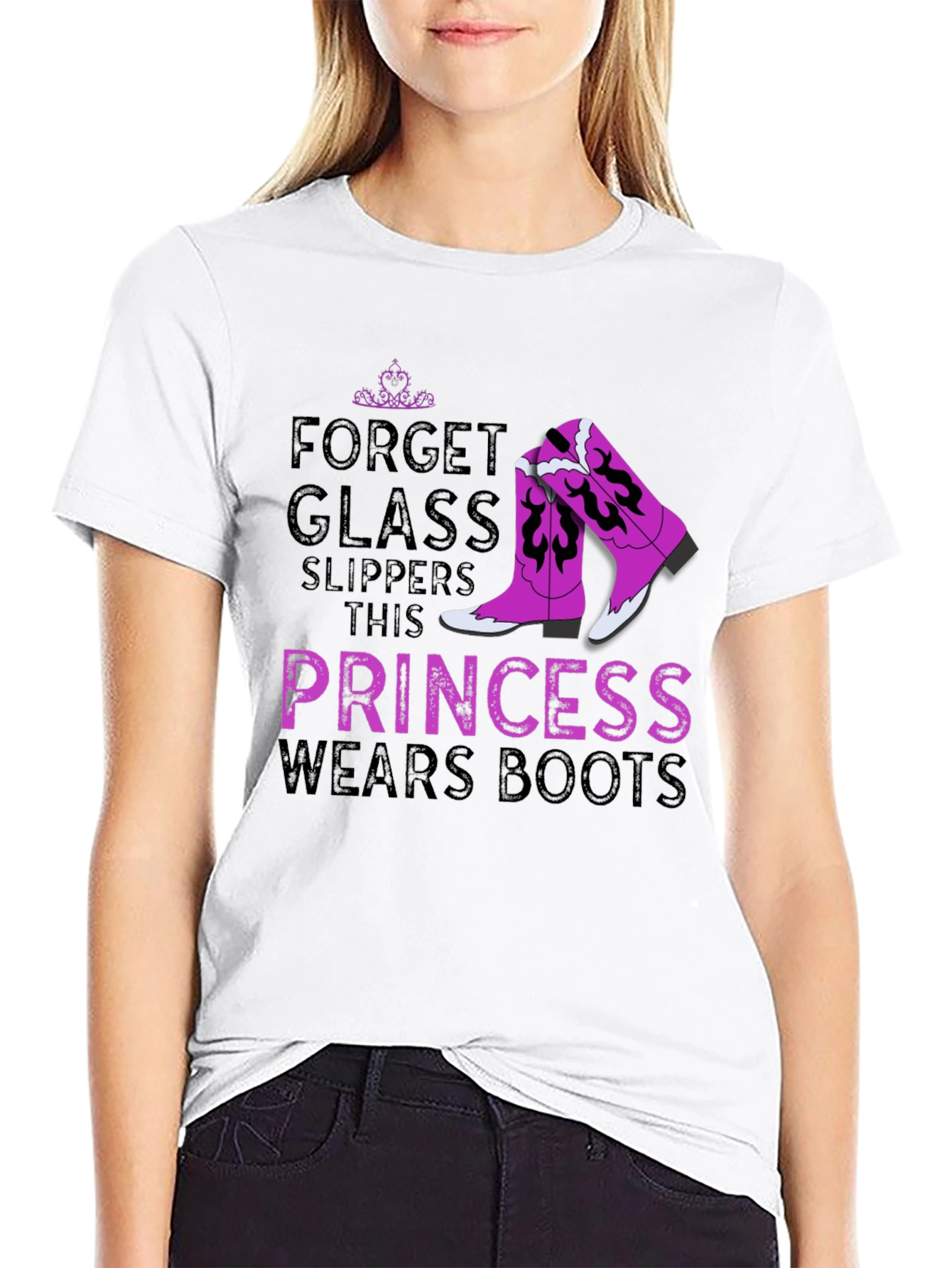 Black Princess Wears Boots Graphic T-Shirt view 9