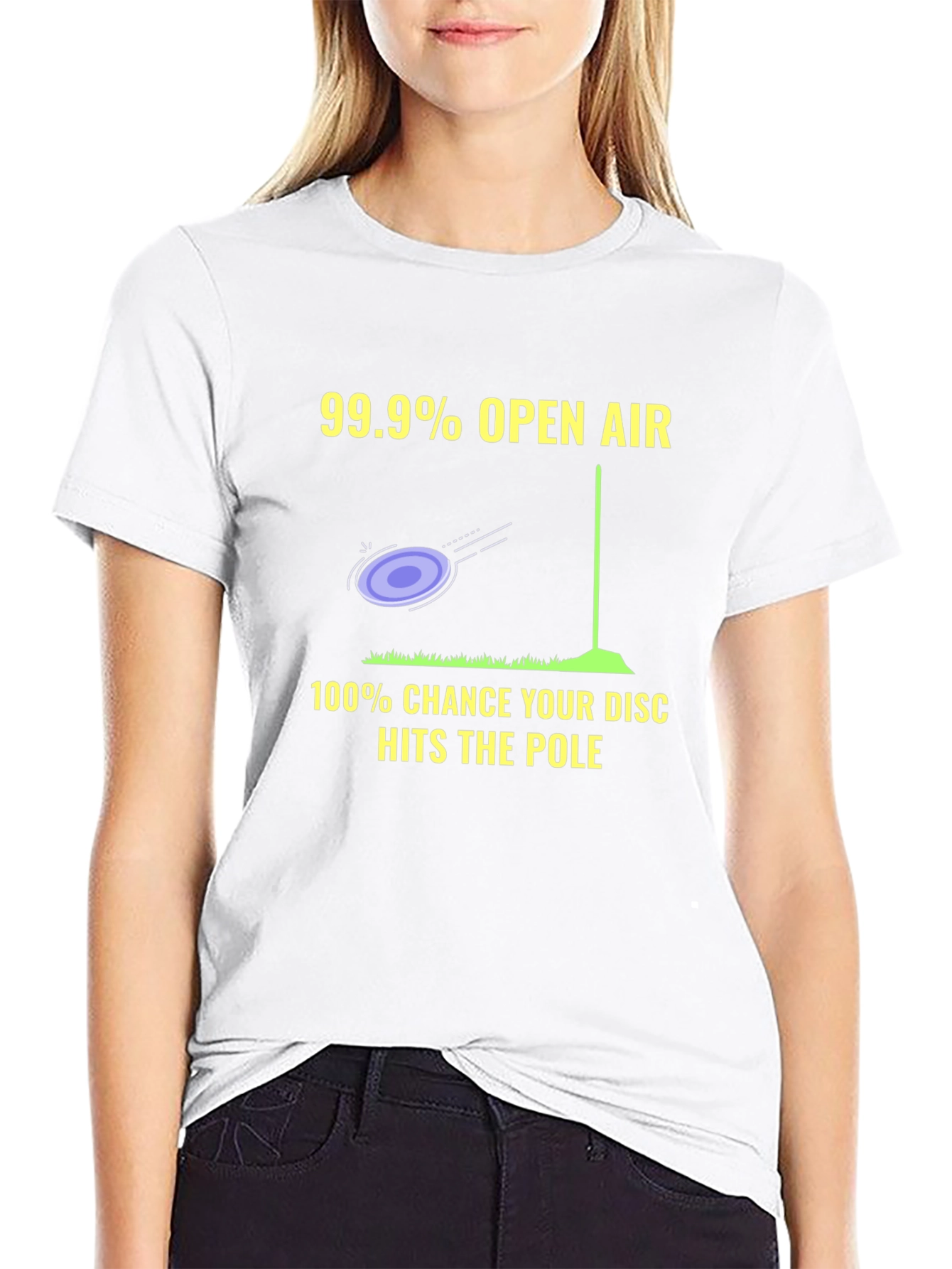 Black Funny Disc Golf T-Shirt: Open Air & Pole Hits! view 9