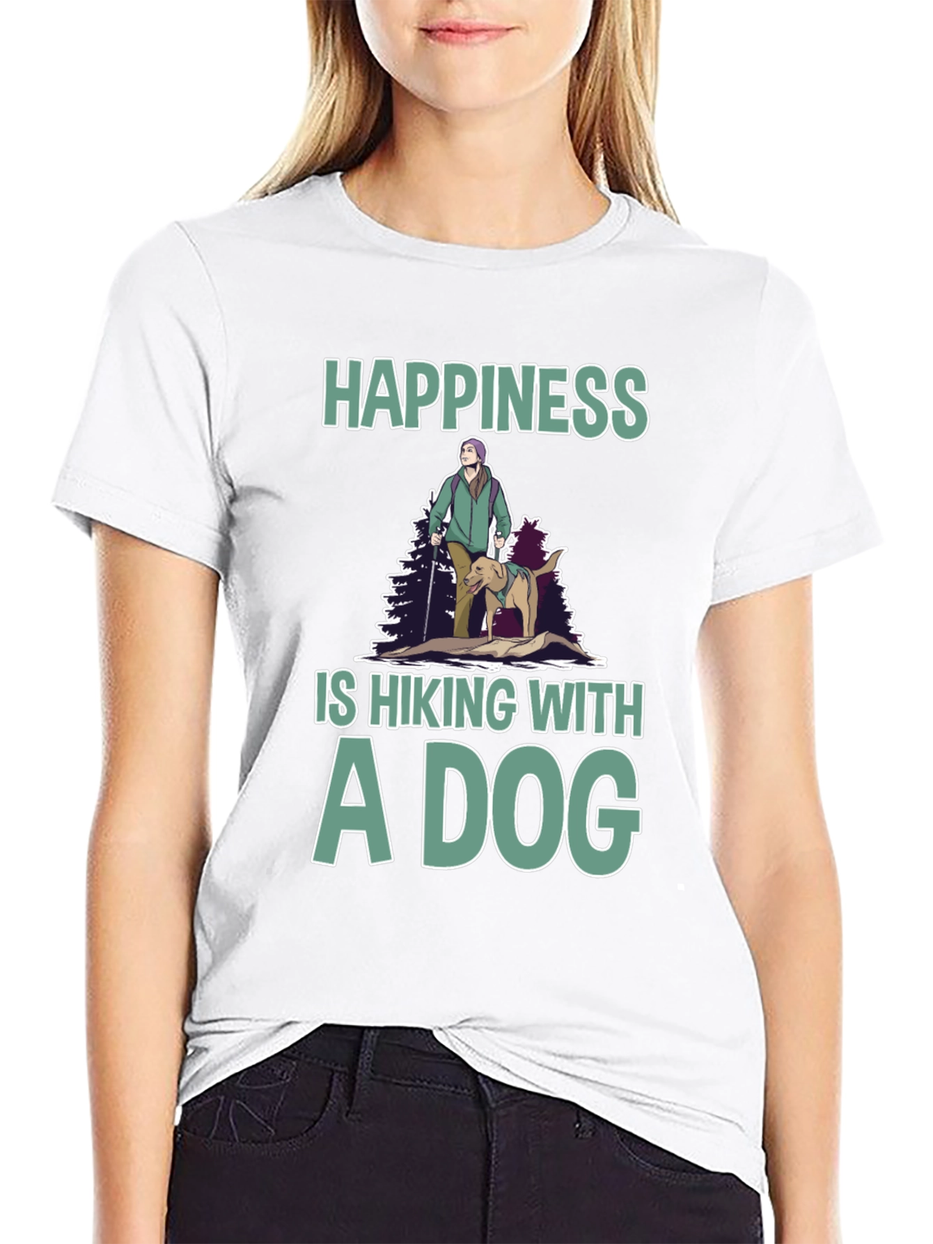 Black Happiness is Hiking With A Dog T-Shirt view 9