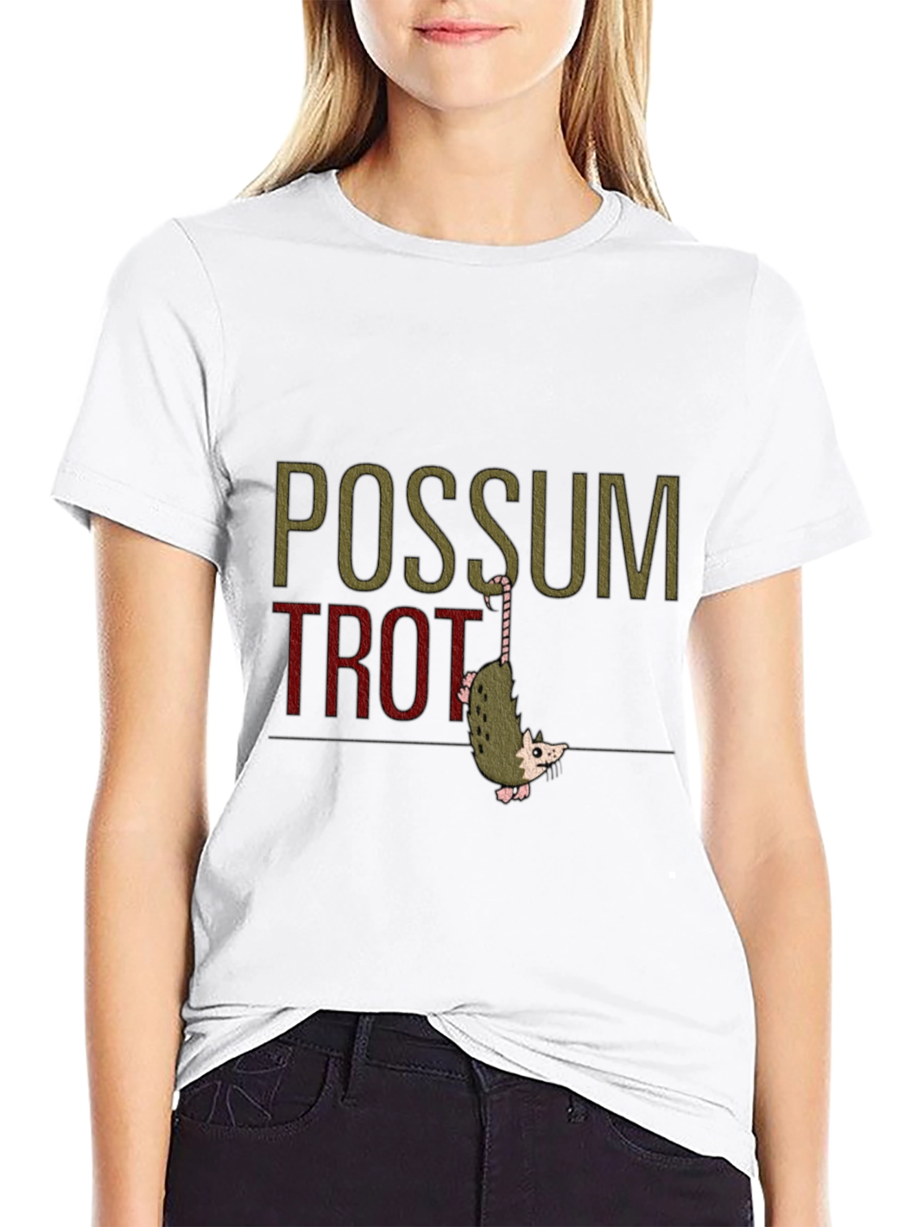 Black Possum Trot Funny Graphic Tee view 9