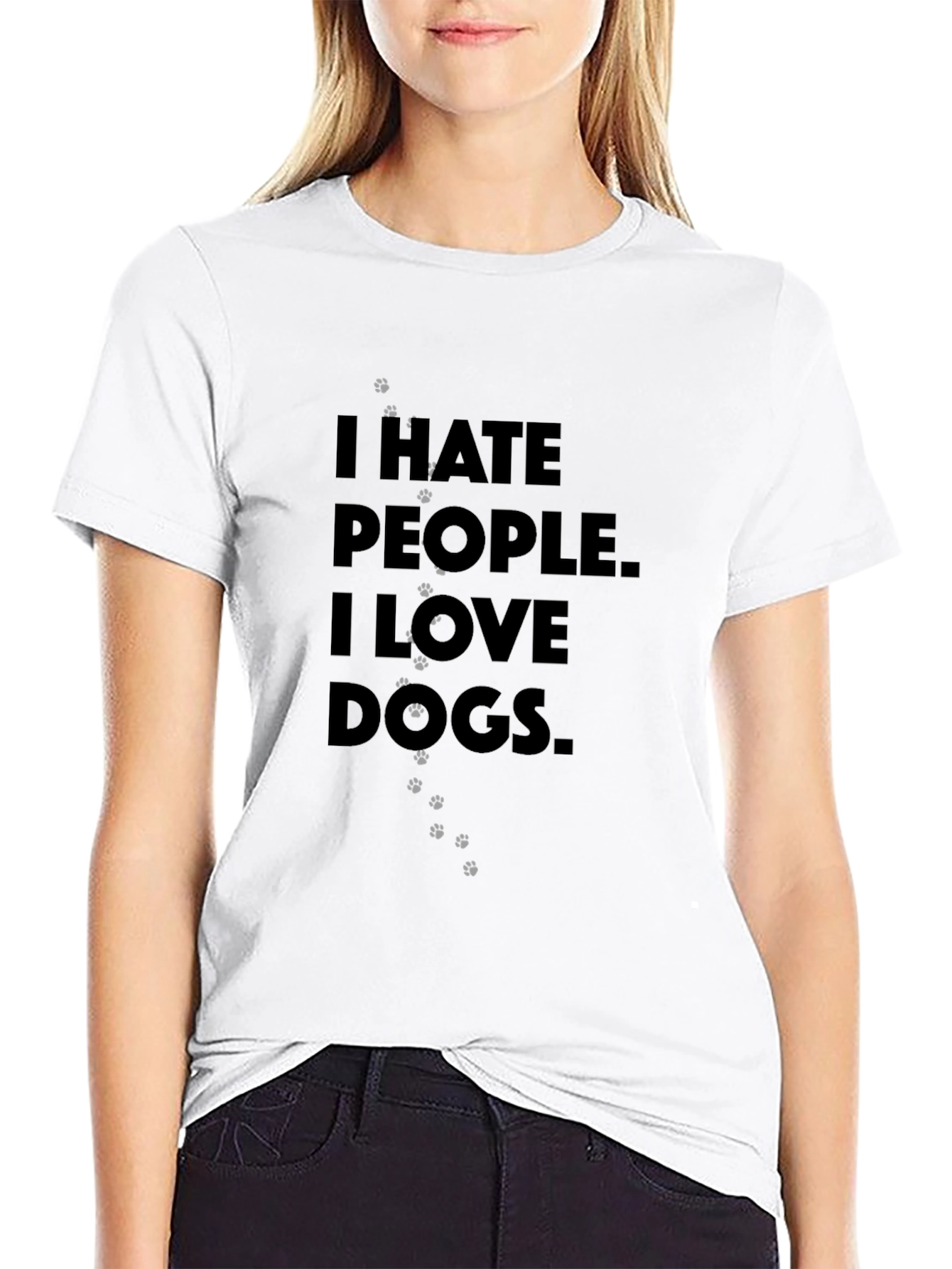 Black I Hate People, I Love Dogs T-Shirt view 9