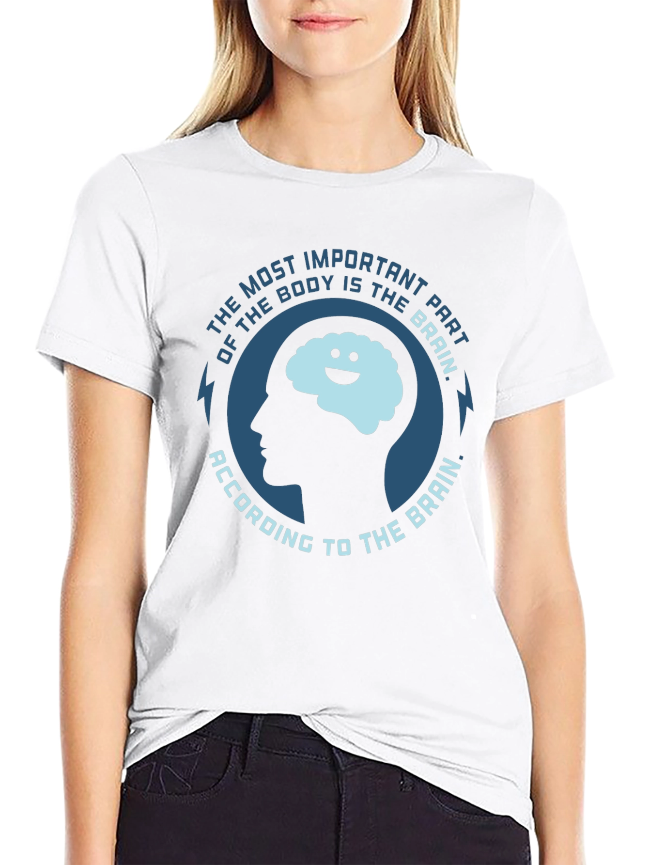 Black Funny Brain T-Shirt - Most Important Part of the Body view 9