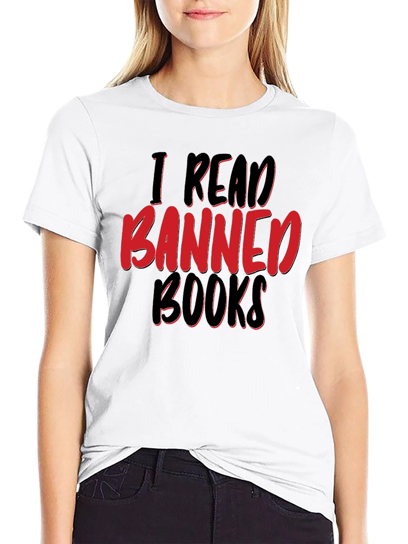 Black I Read Banned Books Graphic T-Shirt view 9