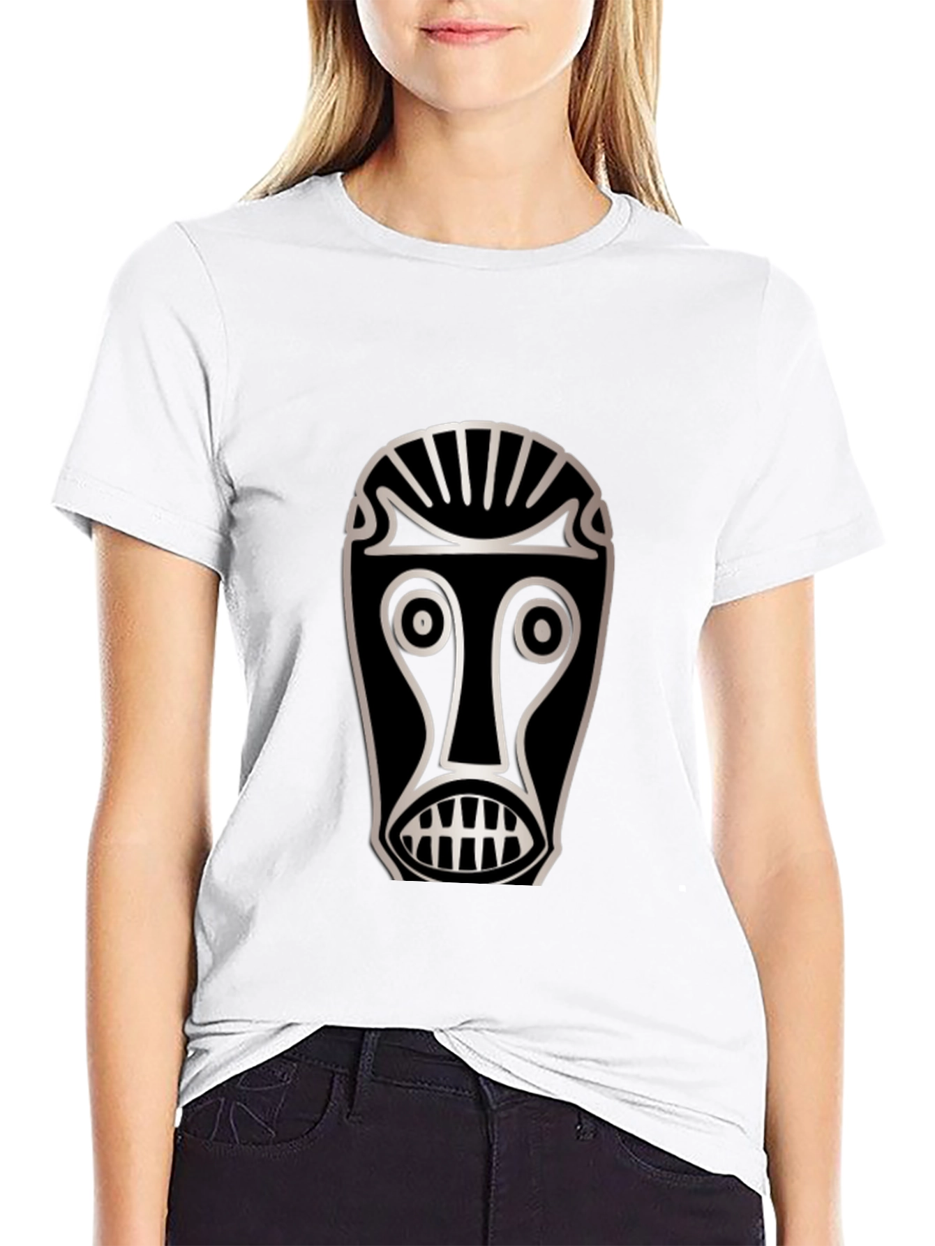 Black Tribal Mask Graphic T-Shirt - Unique Design view 9