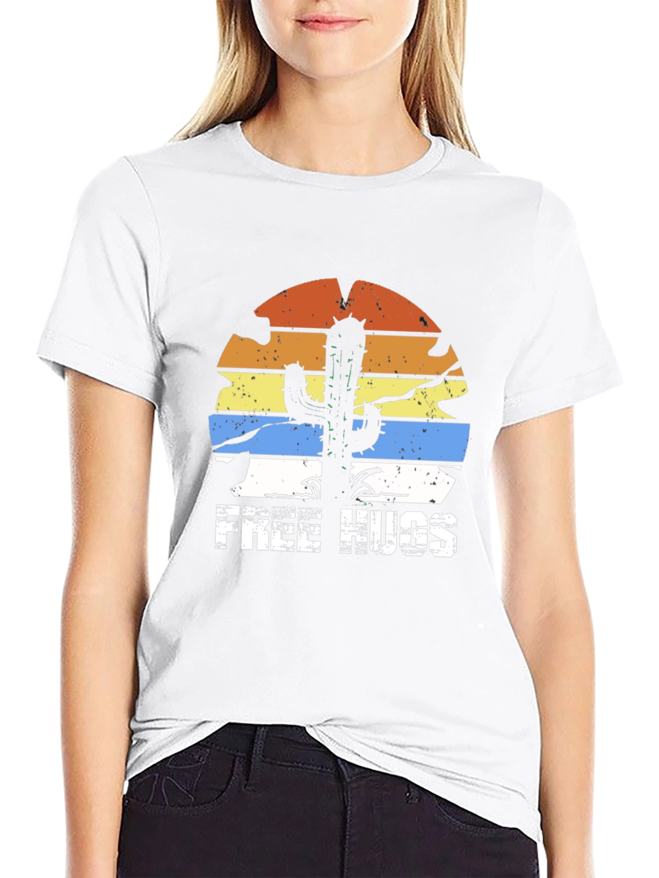 Black Free Hugs Cactus Graphic Tee - Black T-Shirt view 9