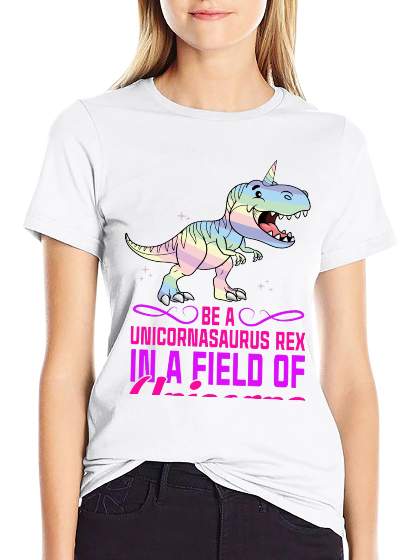 Black Unicornasaurus Rex Graphic Tee view 9
