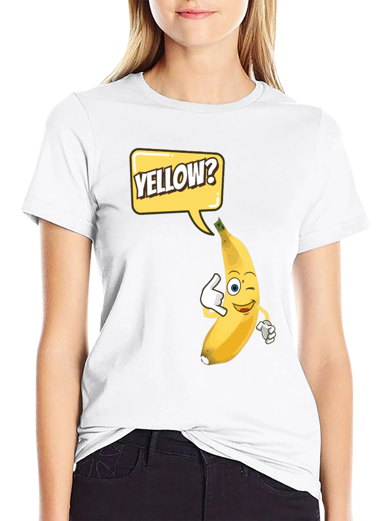 Black Funny Banana 'Yellow?' Graphic T-Shirt view 9