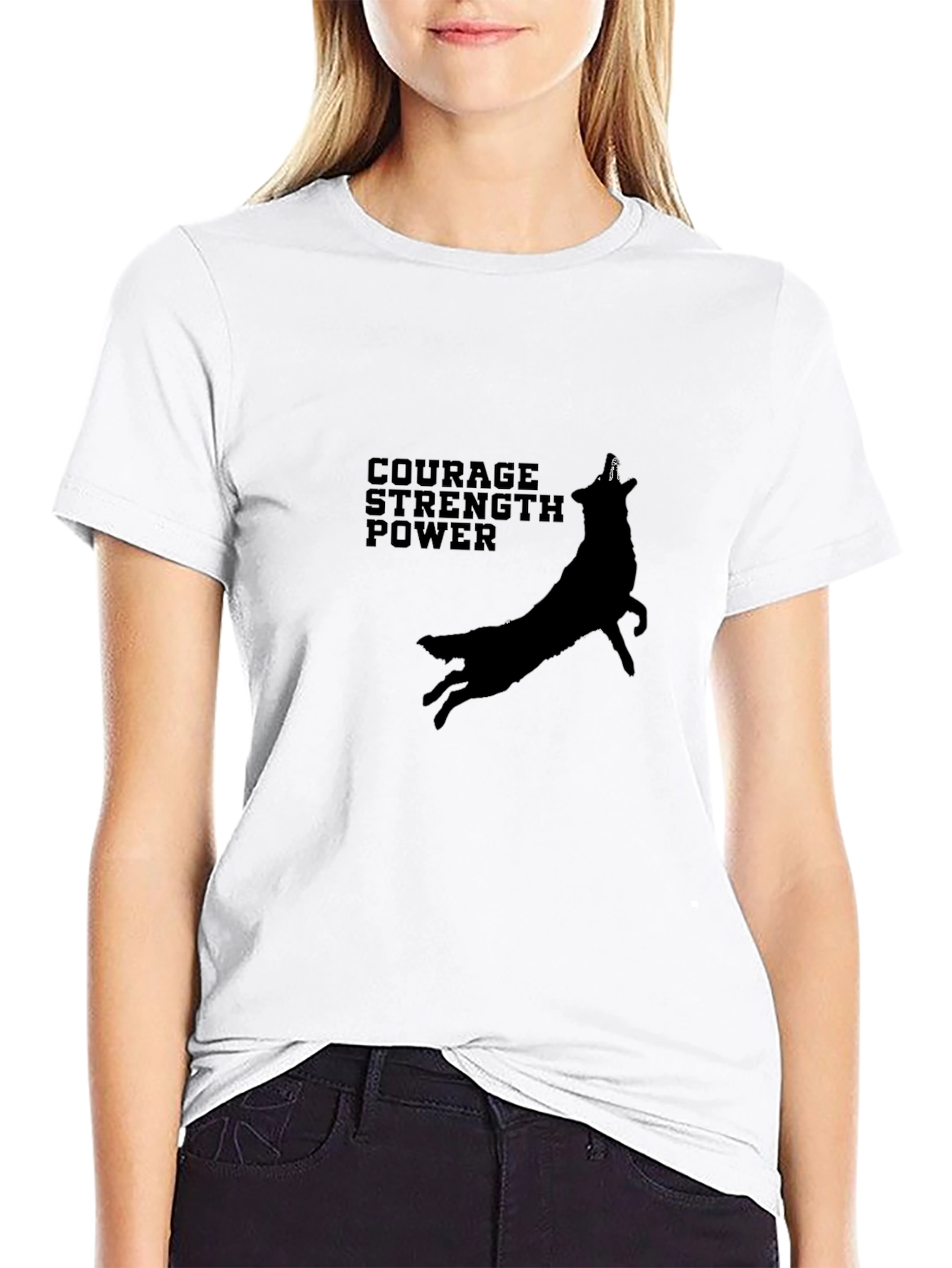 Black Courage Strength Power Black Graphic Tee view 9