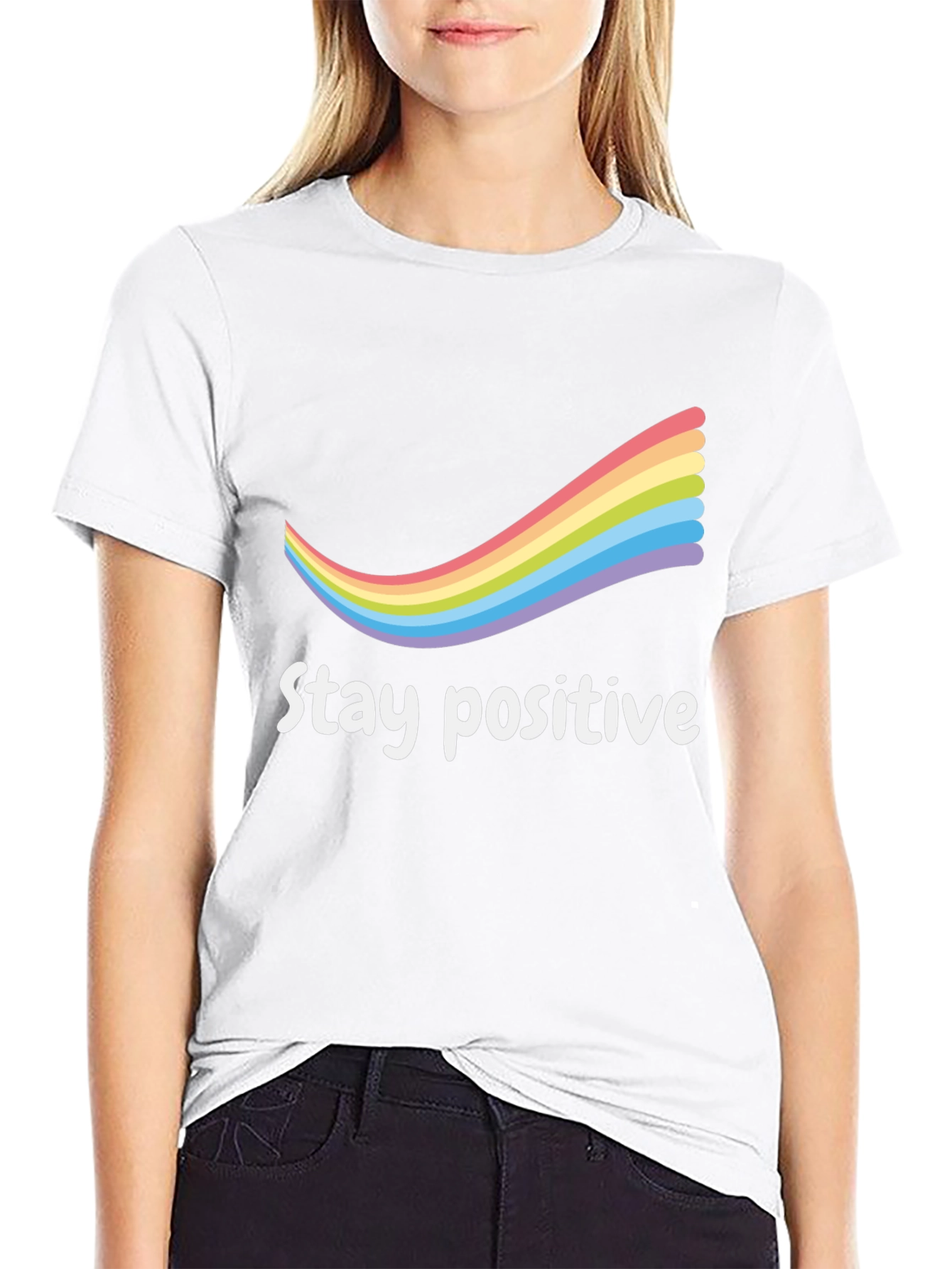 Black Stay Positive Rainbow T-Shirt view 9