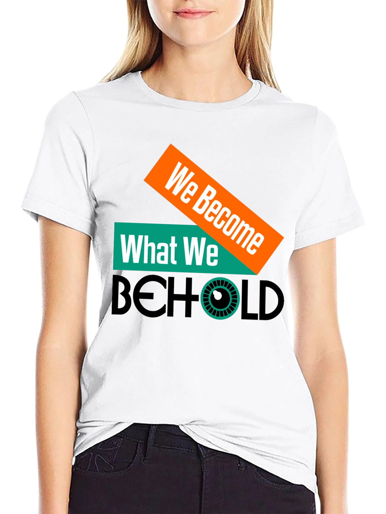 Black We Become What We Behold Graphic Tee view 9