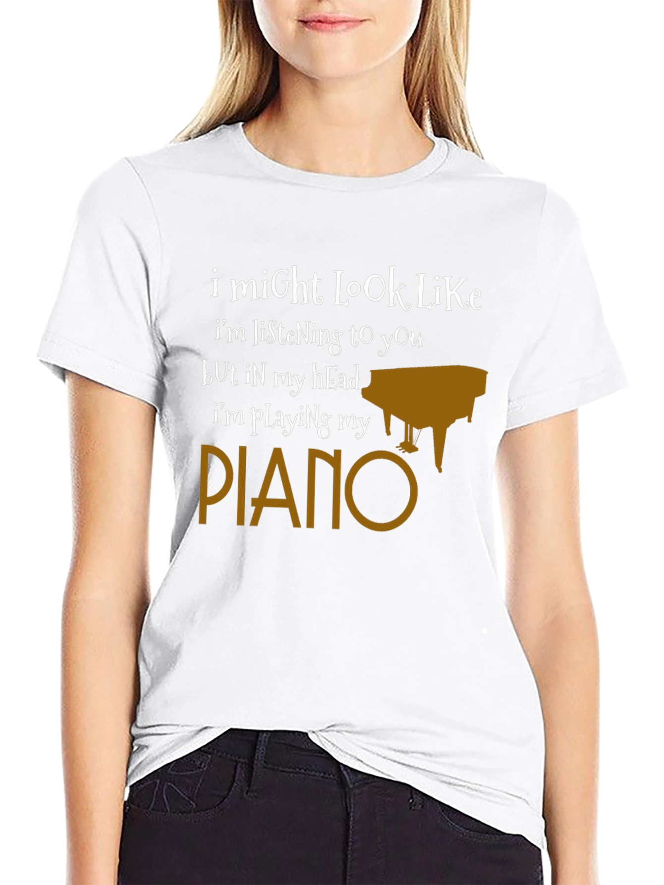 Black Funny Piano T-Shirt - I'm Playing My Piano view 9
