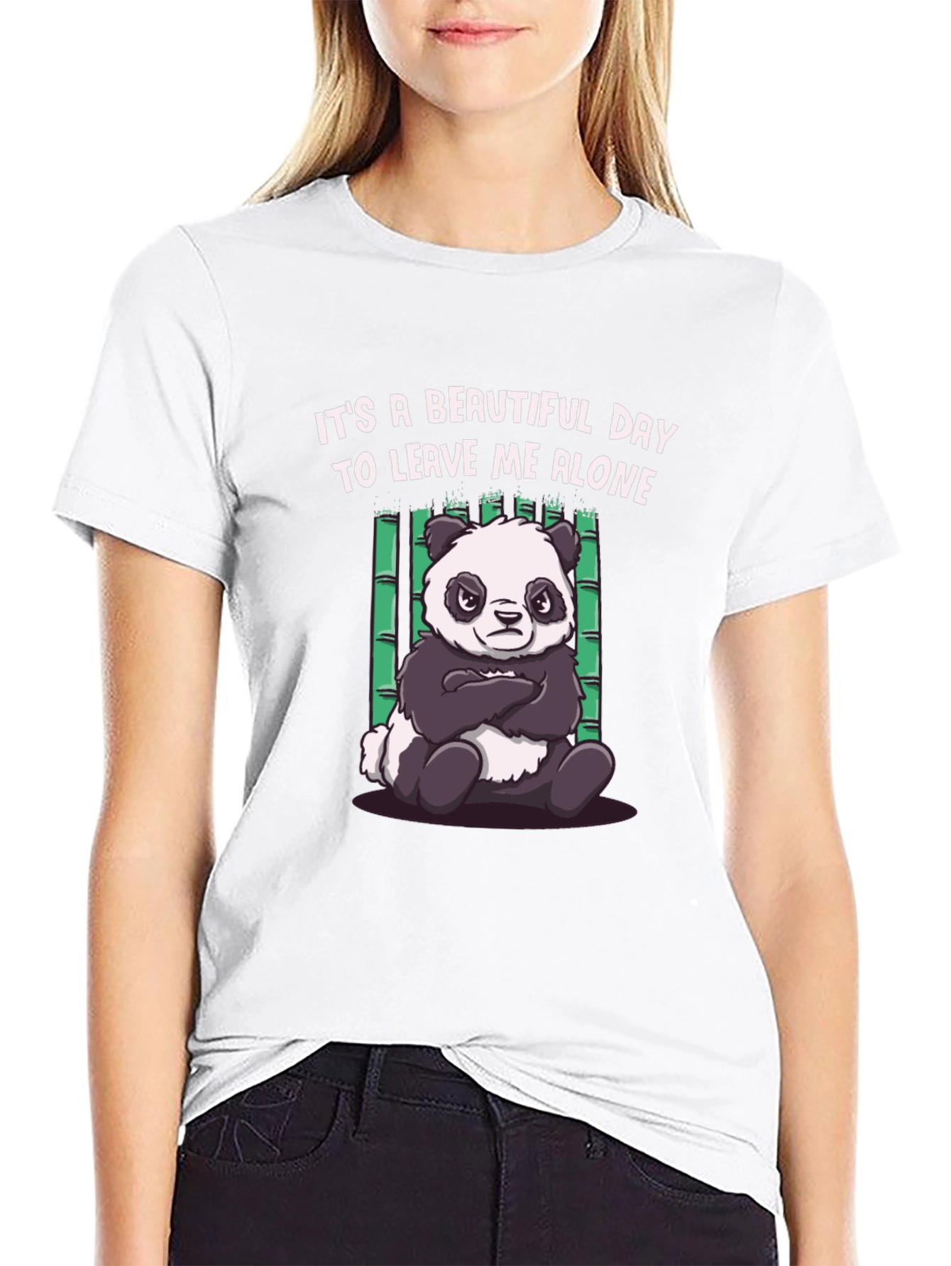 Black Grumpy Panda Graphic Tee - Leave Me Alone T-Shirt view 9