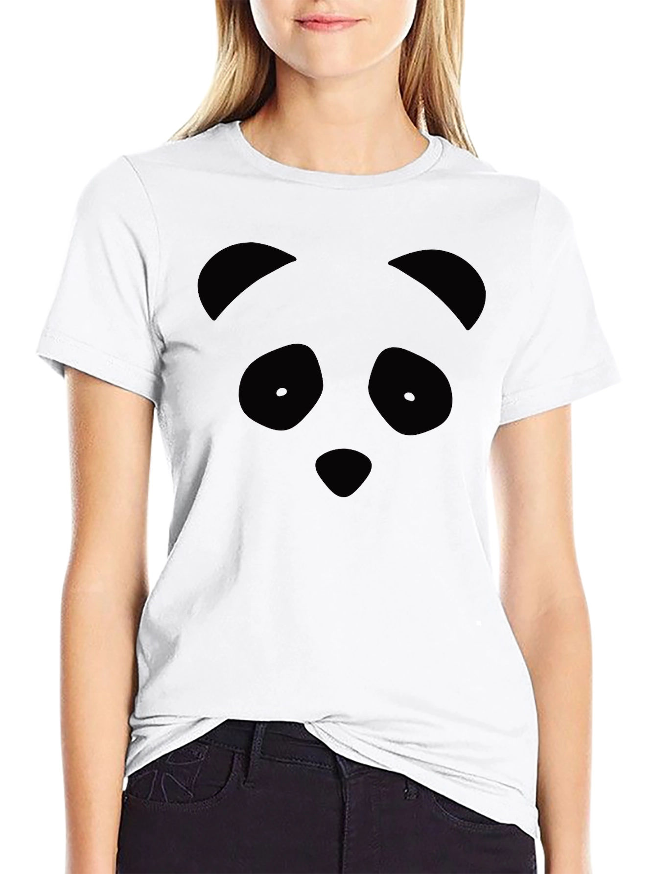 Black Panda Face Graphic Tee - Black Unisex T-Shirt view 9