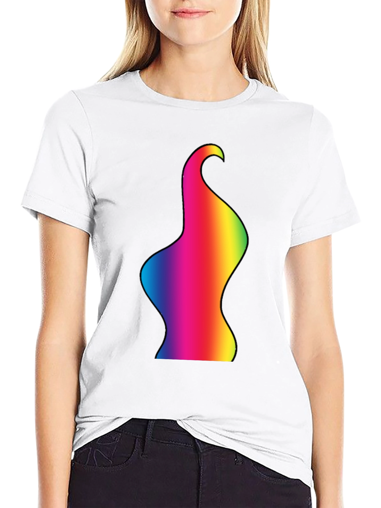 Black Rainbow Body Art Tee - Black Cotton Blend view 9