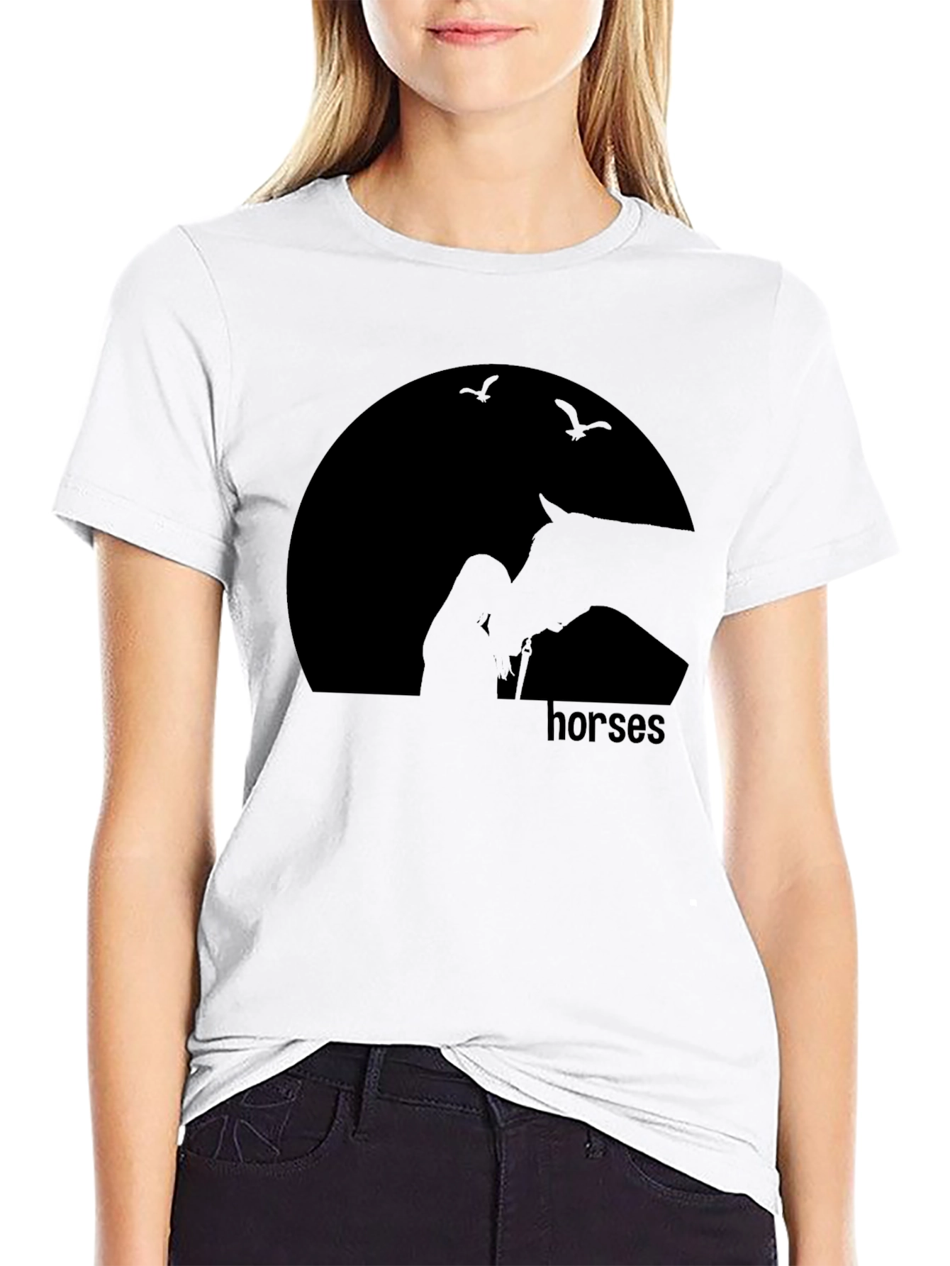Black Horses Silhouette T-Shirt - Unisex Black Tee view 9