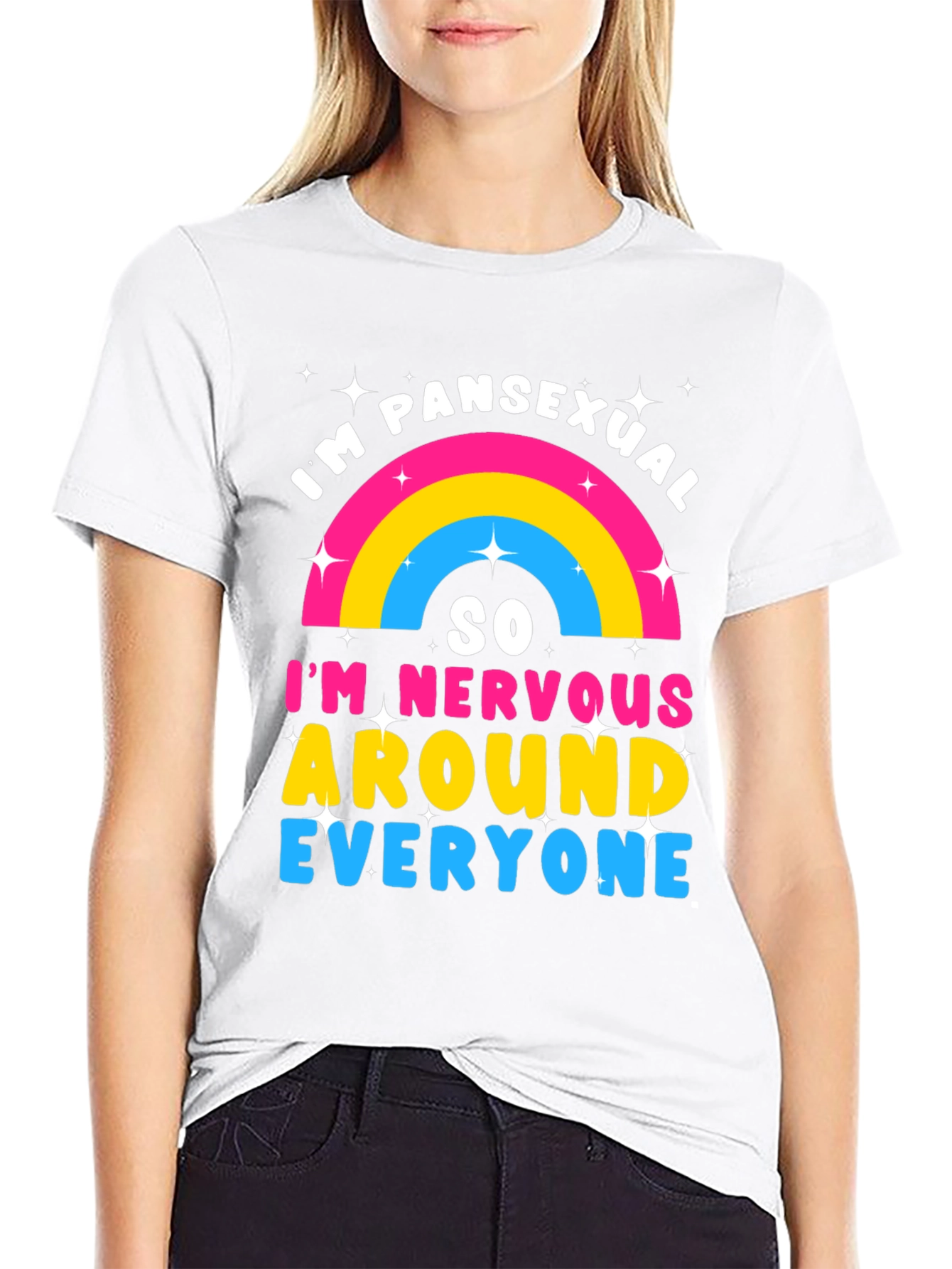 Black Pansexual Pride T-Shirt - Nervous Around Everyone! view 9