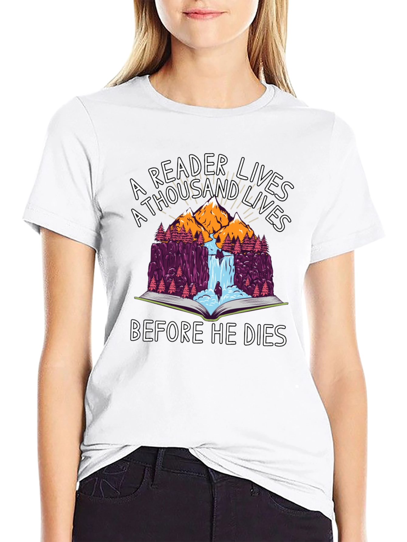 Black A Reader Lives a Thousand Lives Graphic T-Shirt view 9