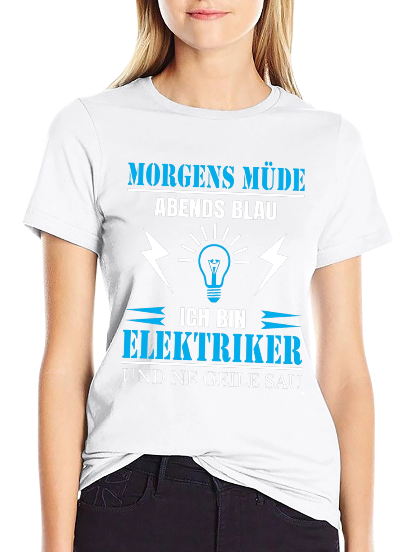 Black Electrician T-Shirt: Funny German Slogan view 9