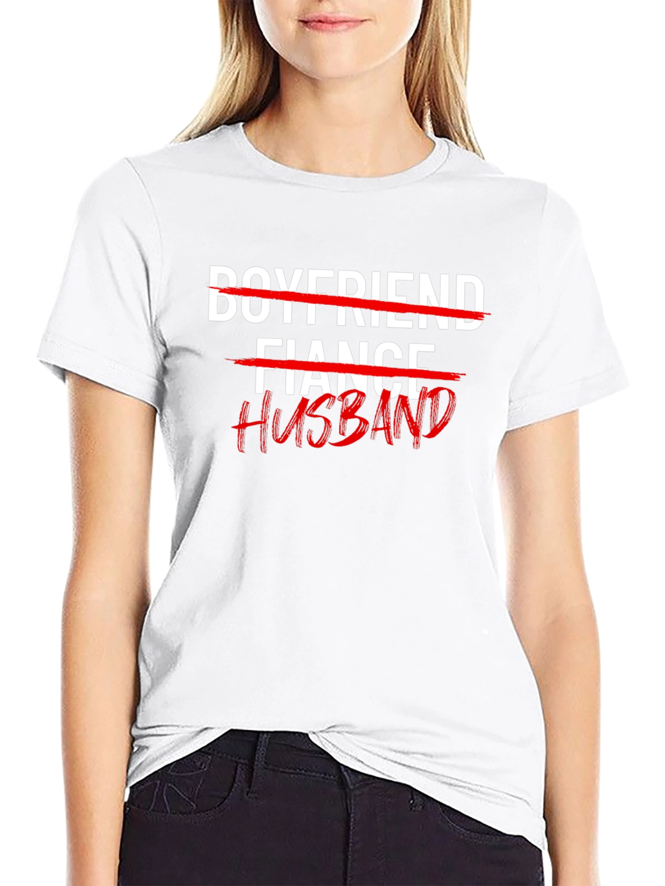 Black Husband T-Shirt: Crossed Out Fiance & Boyfriend Tee view 9