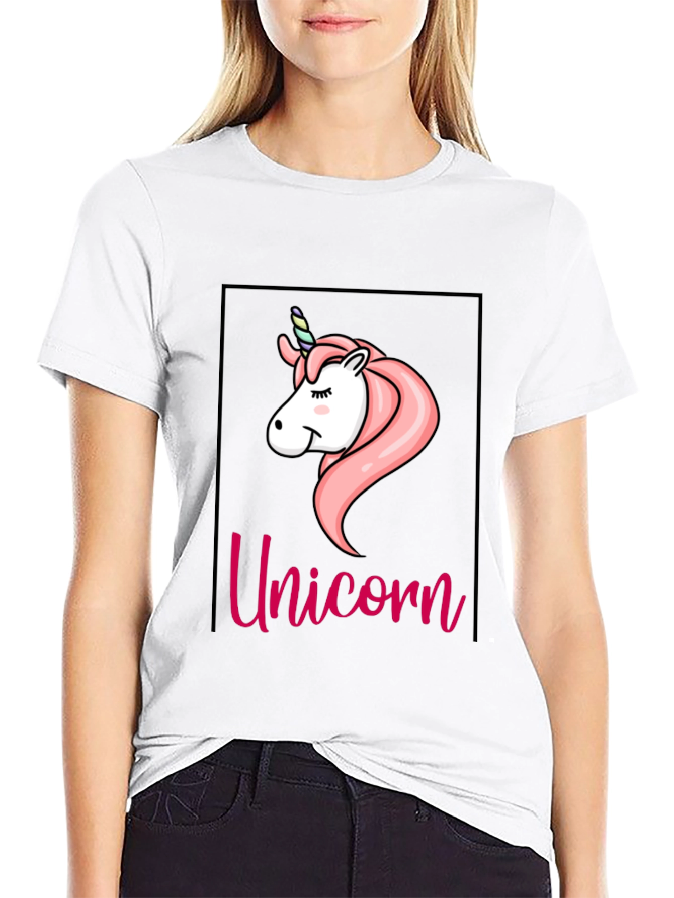 Black Unicorn Graphic Tee - Black Cotton T-Shirt view 9