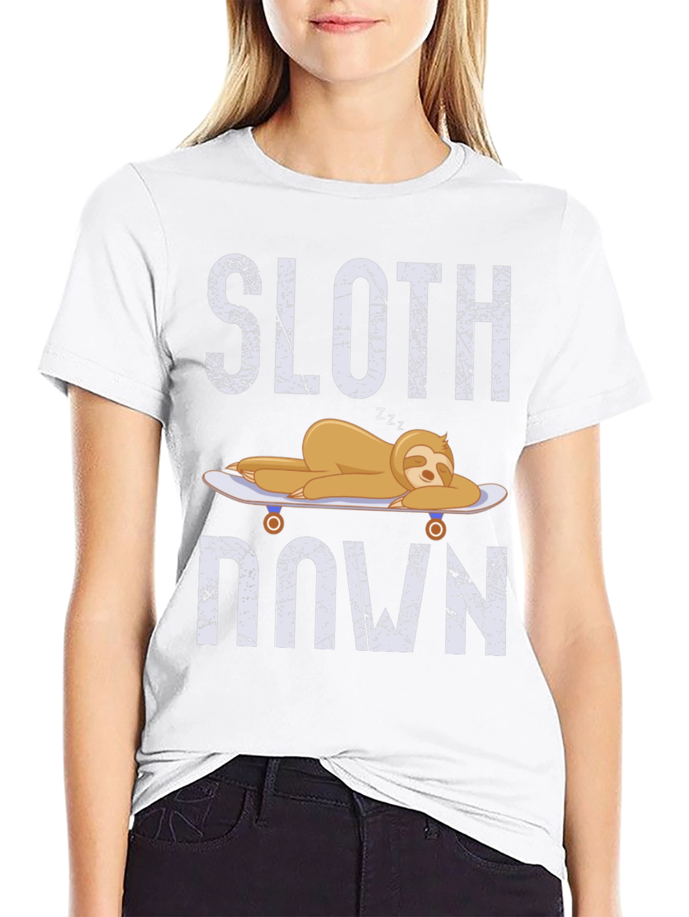 Black Sloth Down T-Shirt - Relaxed Lazy Graphic Tee view 9
