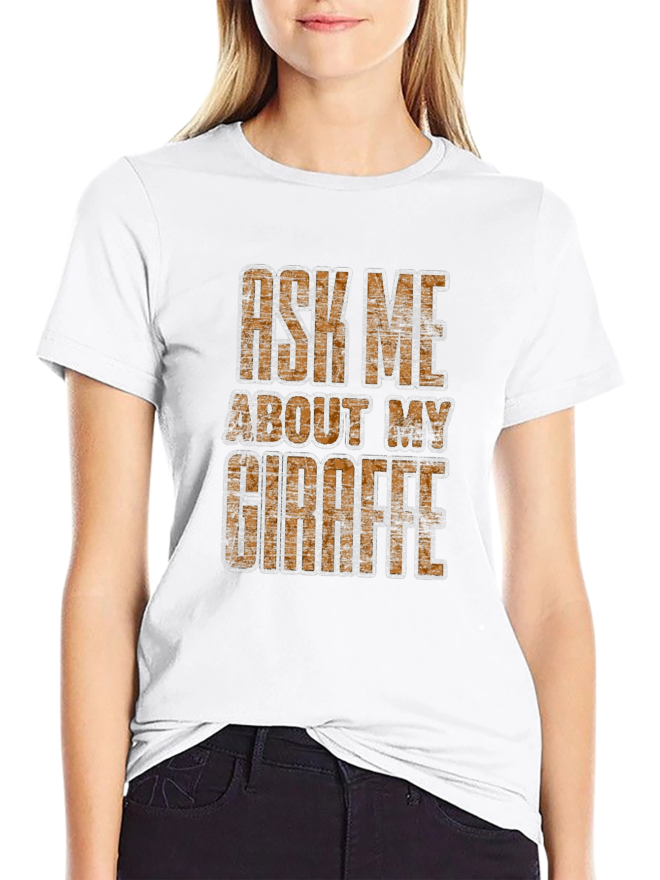 Black Ask Me About My Giraffe T-Shirt - Novelty Graphic Tee view 9