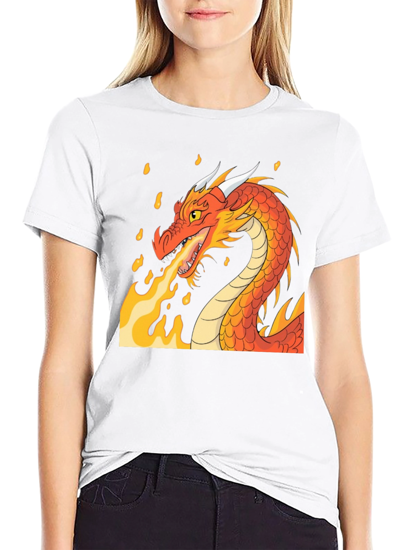 Black Fiery Dragon Graphic T-Shirt view 9
