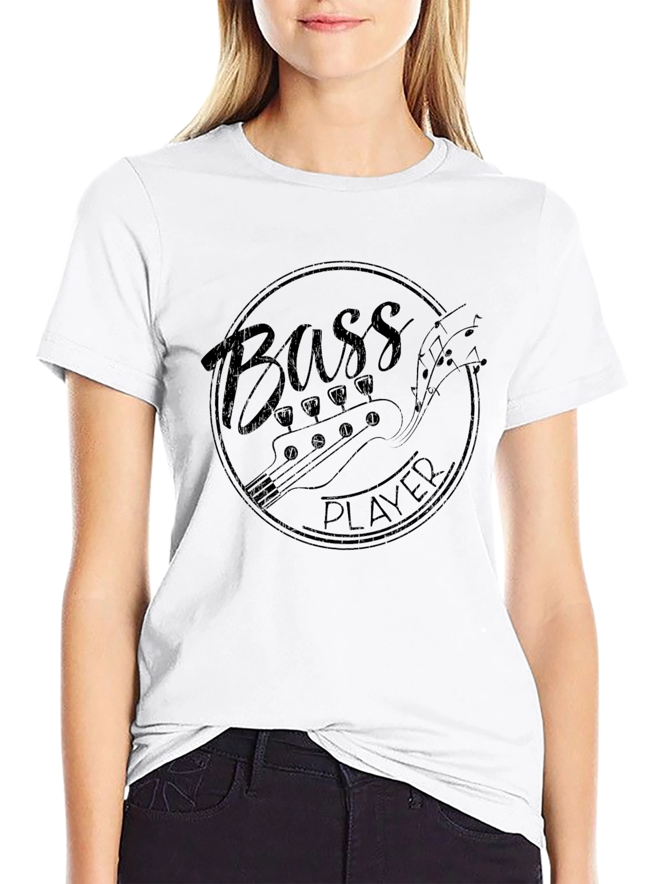 Black Bass Player Graphic Tee - Black Cotton T-Shirt view 9