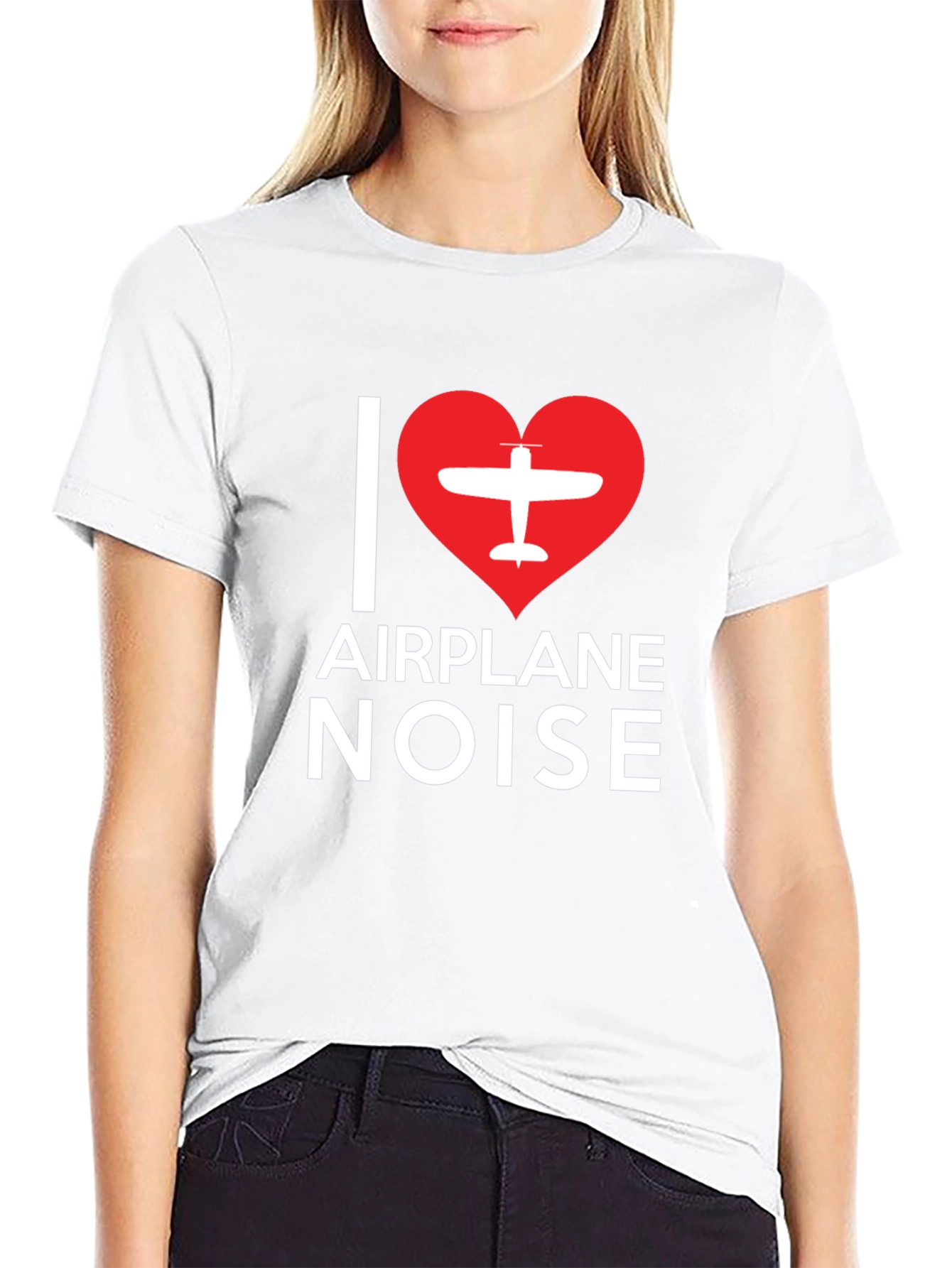 Black I Love Airplane Noise Black T-Shirt view 9