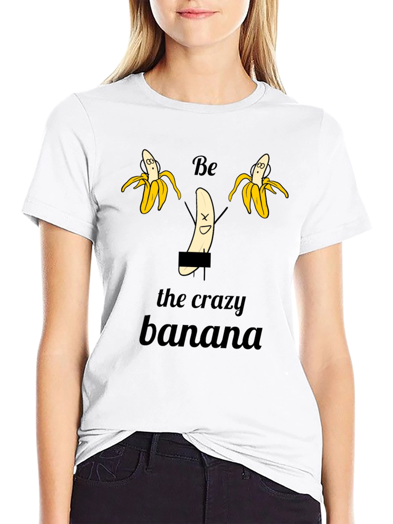 Black Crazy Banana Graphic T-Shirt - Unisex Black Tee view 9