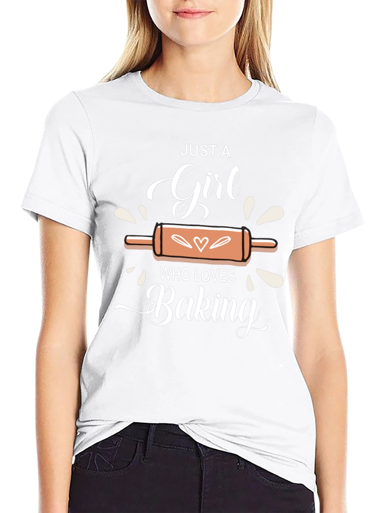Black Just A Girl Who Loves Baking T-Shirt view 9